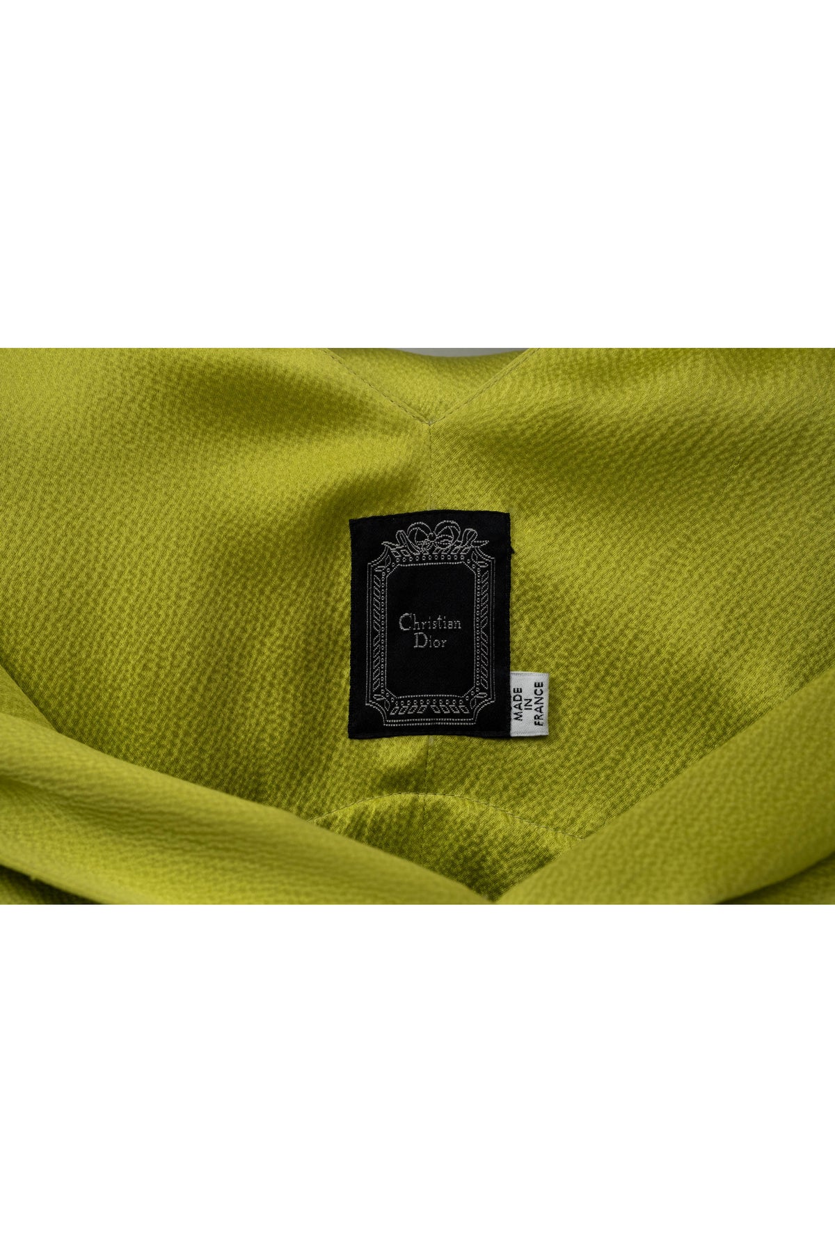 Christian Dior Galliano Chartreuse Hammered Silk Draped Gown f/w 2007 Size 6