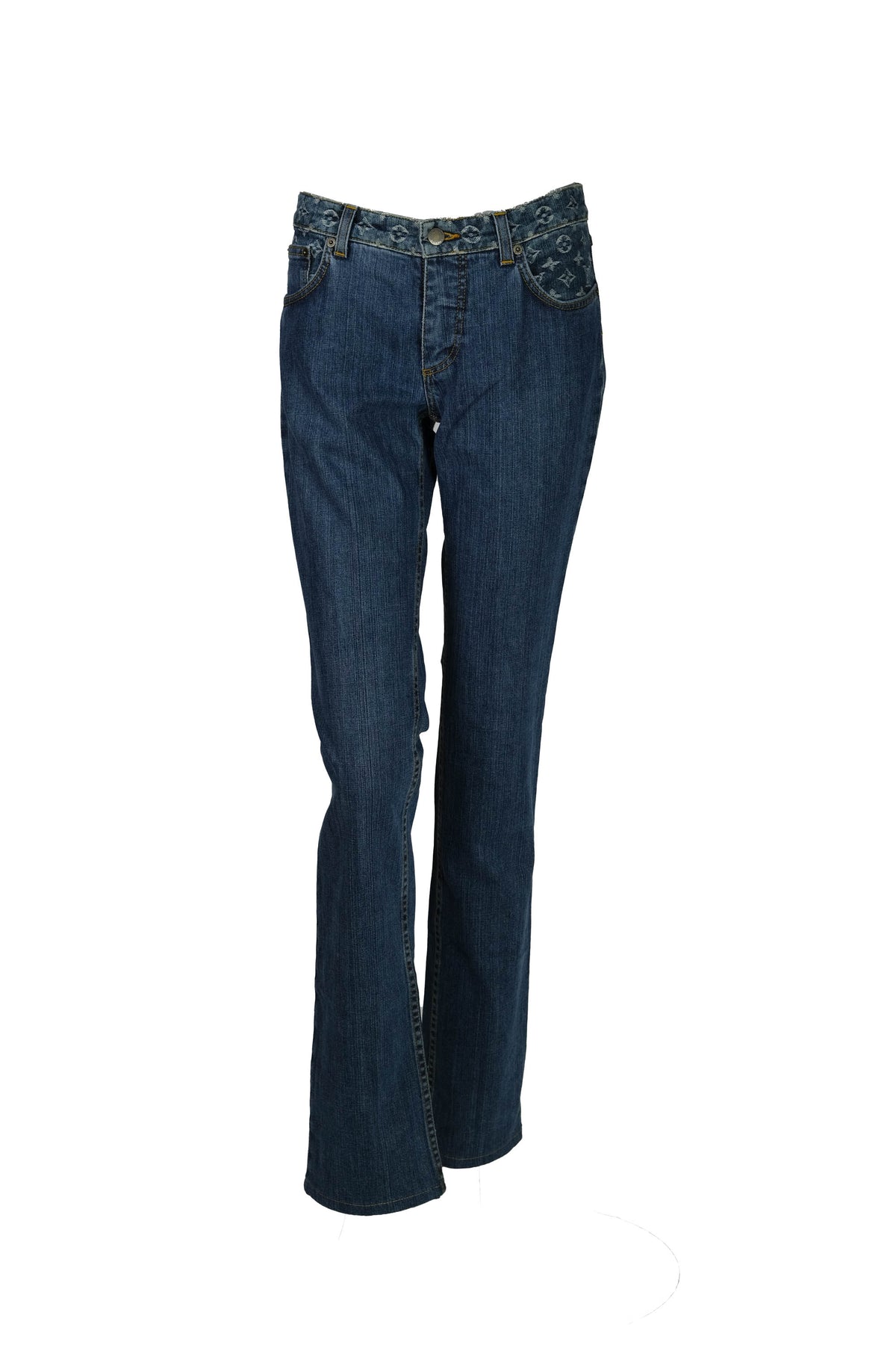 Louis Vuitton Denim Monogram Low Rise Jeans Y2K Size 38