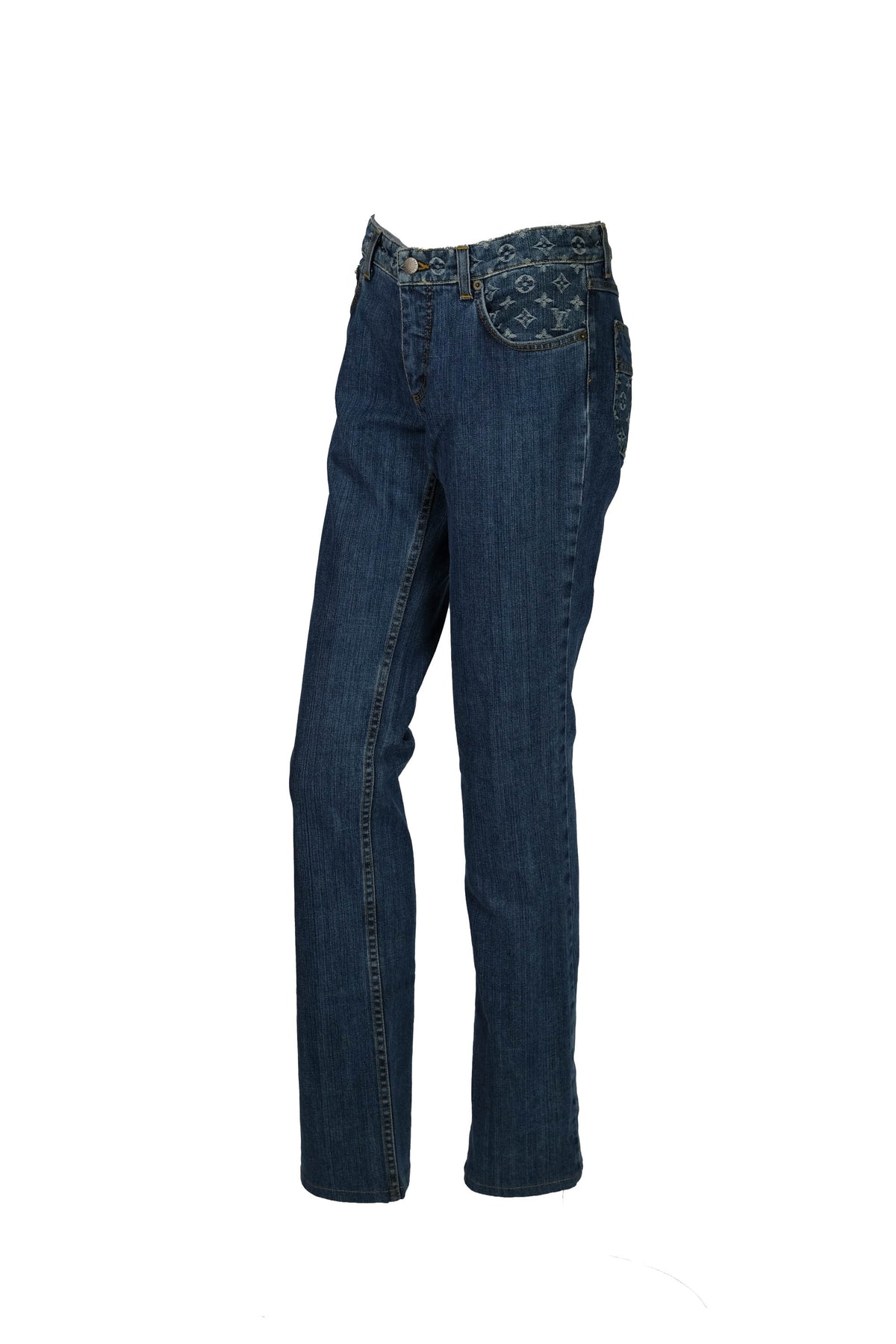 Louis Vuitton Denim Monogram Low Rise Jeans Y2K Size 38