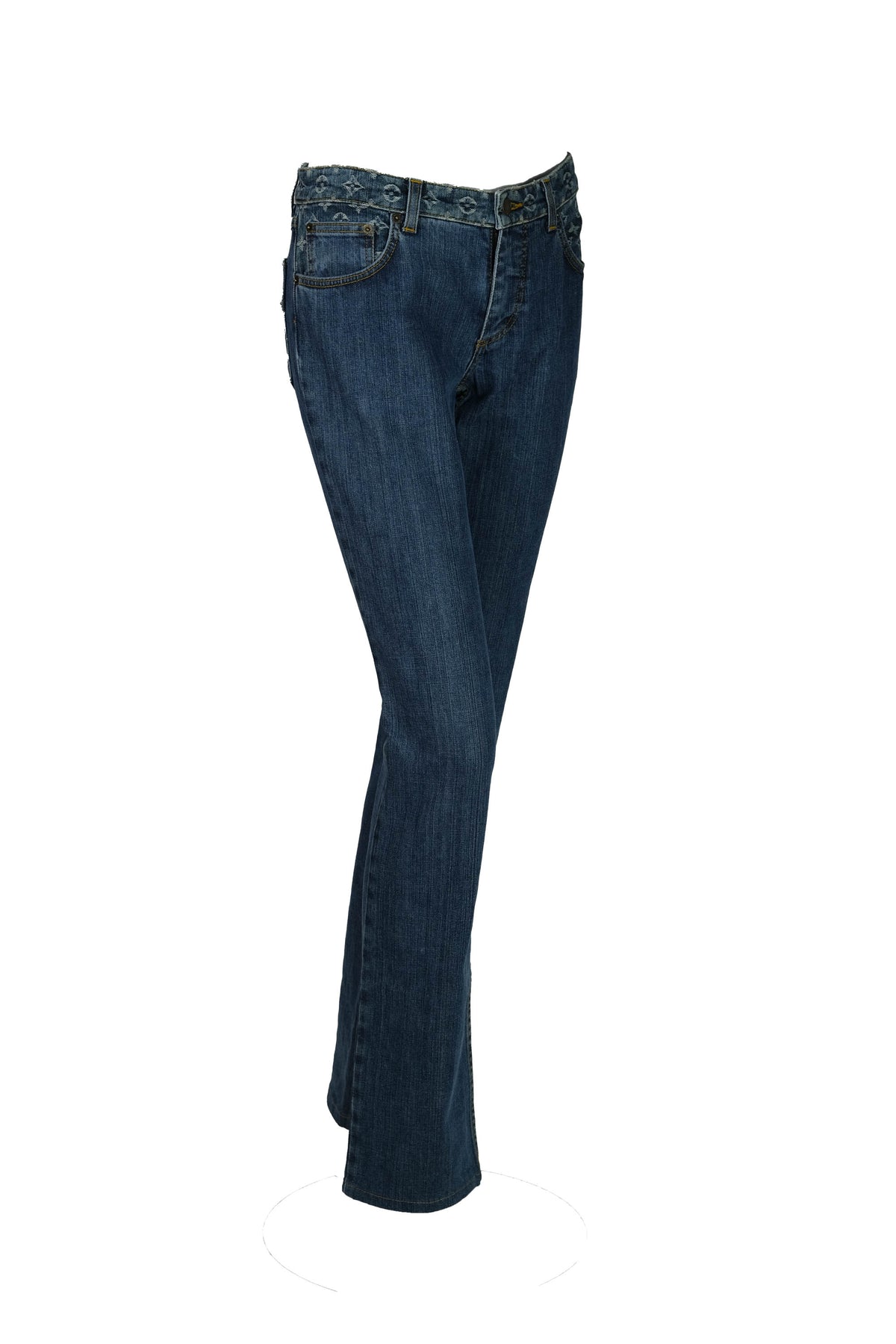 Louis Vuitton Denim Monogram Low Rise Jeans Y2K Size 38
