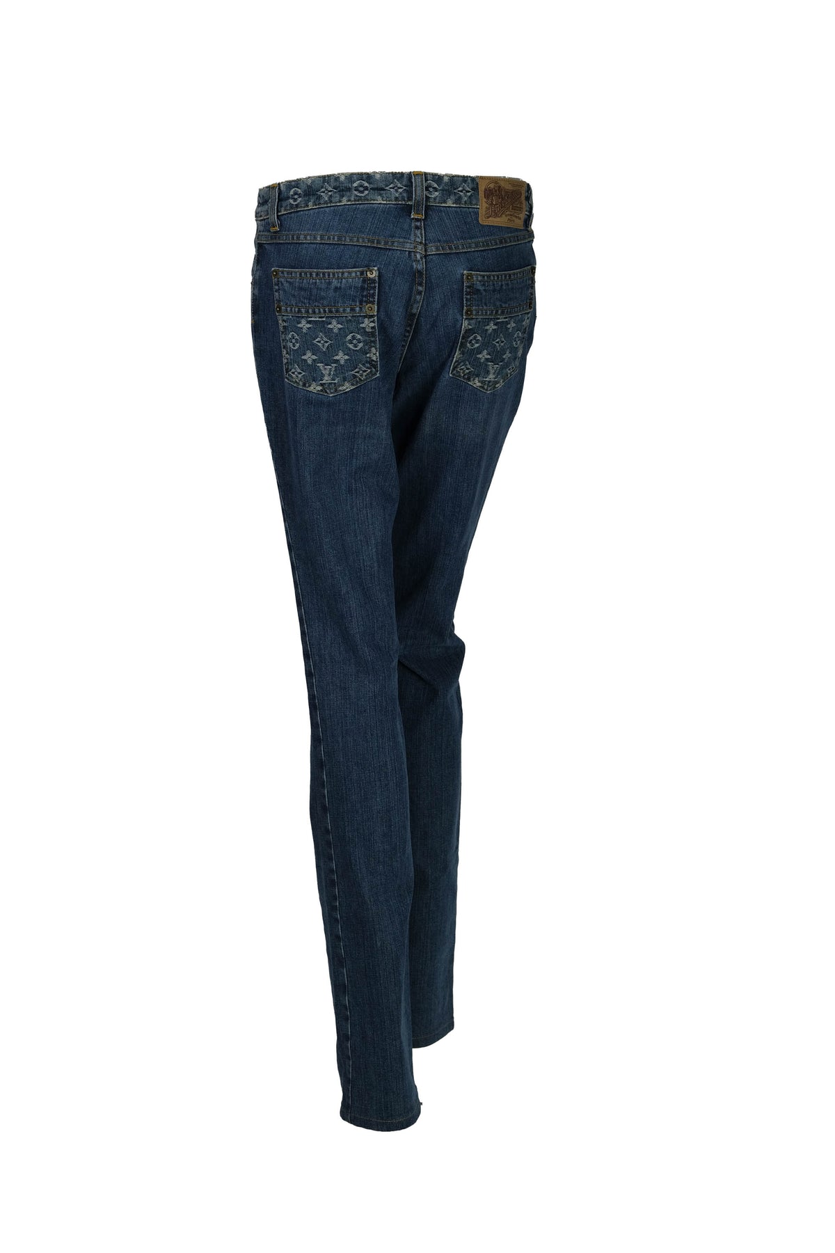 Louis Vuitton Denim Monogram Low Rise Jeans Y2K Size 38