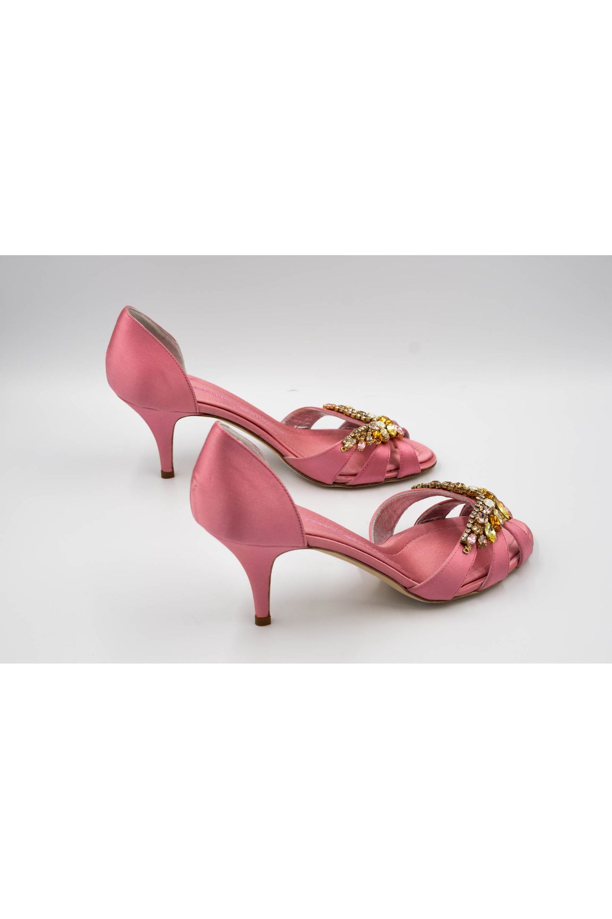 Guiseppe Zanotti Size 7.5 Pink Satin Crystal Toe D'orsay 3" Heels