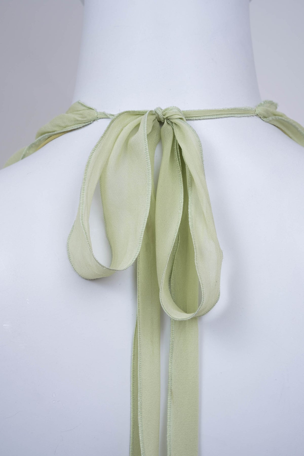 Blumarine Light Green Chiffon Halter Ruffle Maxi Dress Size Small