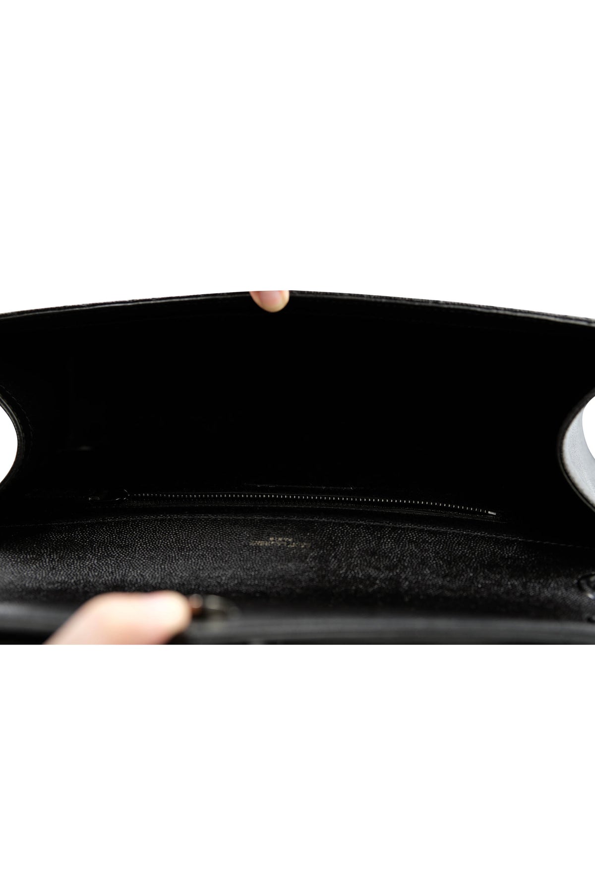 Saint Laurent Black on Black Envelope College Triquilt Medium Grained Leather Shoulder Bag