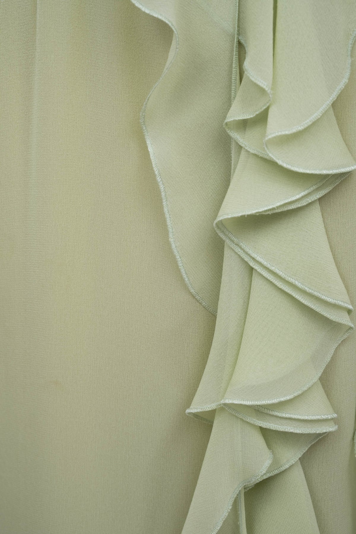 Blumarine Light Green Chiffon Halter Ruffle Maxi Dress Size Small
