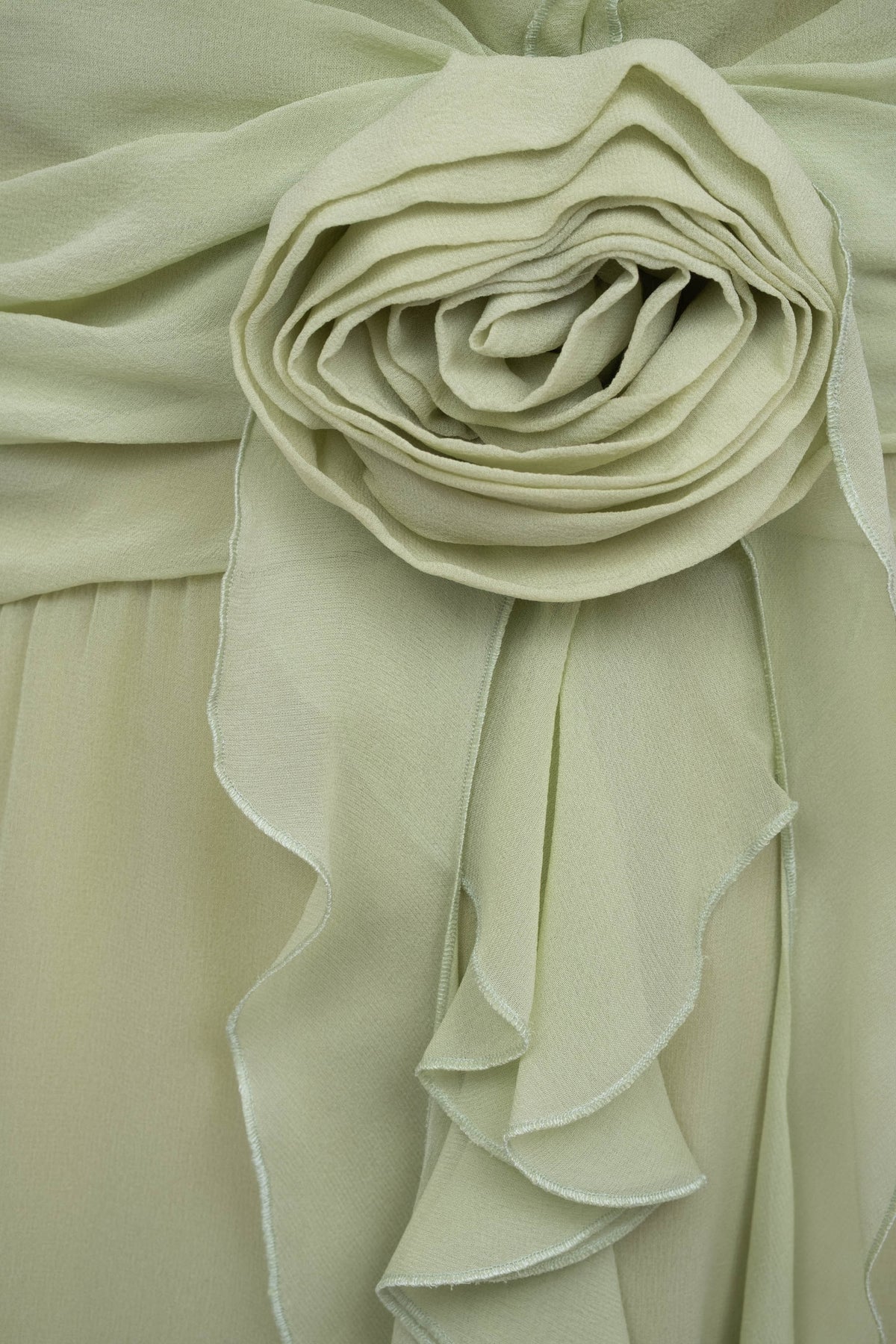 Blumarine Light Green Chiffon Halter Ruffle Maxi Dress Size Small