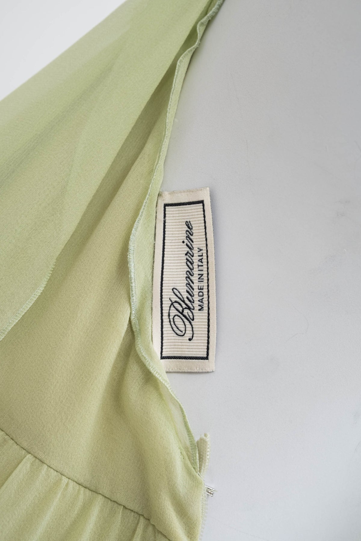 Blumarine Light Green Chiffon Halter Ruffle Maxi Dress Size Small