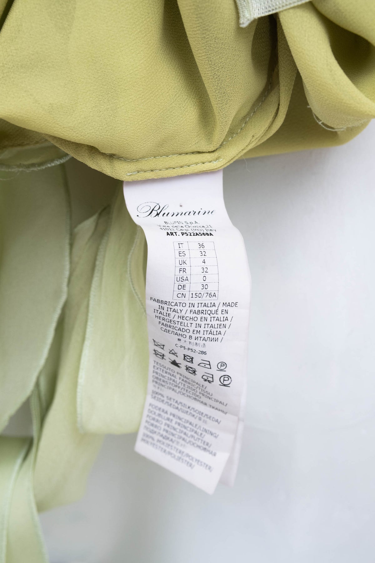 Blumarine Light Green Chiffon Halter Ruffle Maxi Dress Size Small