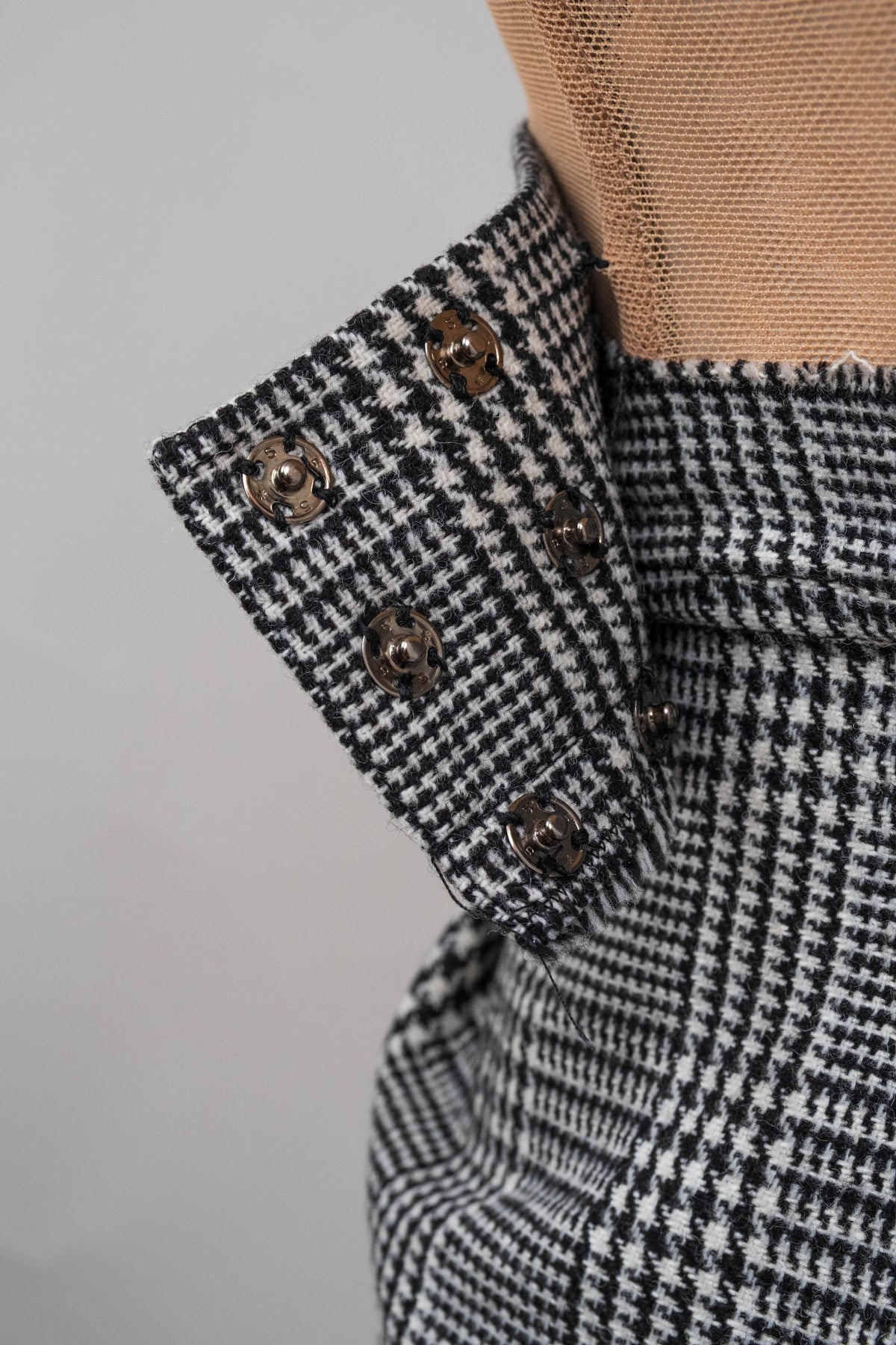 Dolce & Gabbana Black and White Houndstooth Off-Shoulder Dress Size 36