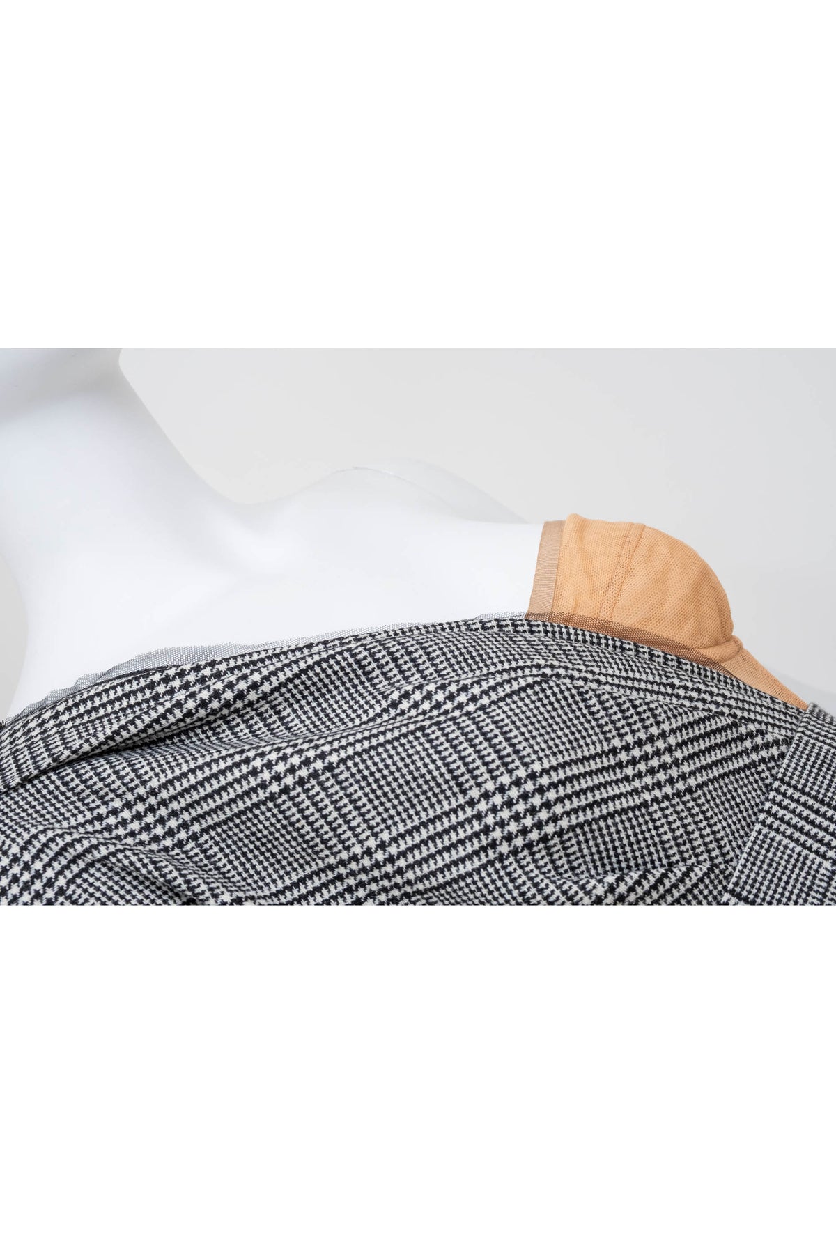 Dolce & Gabbana Black and White Houndstooth Off-Shoulder Dress Size 36