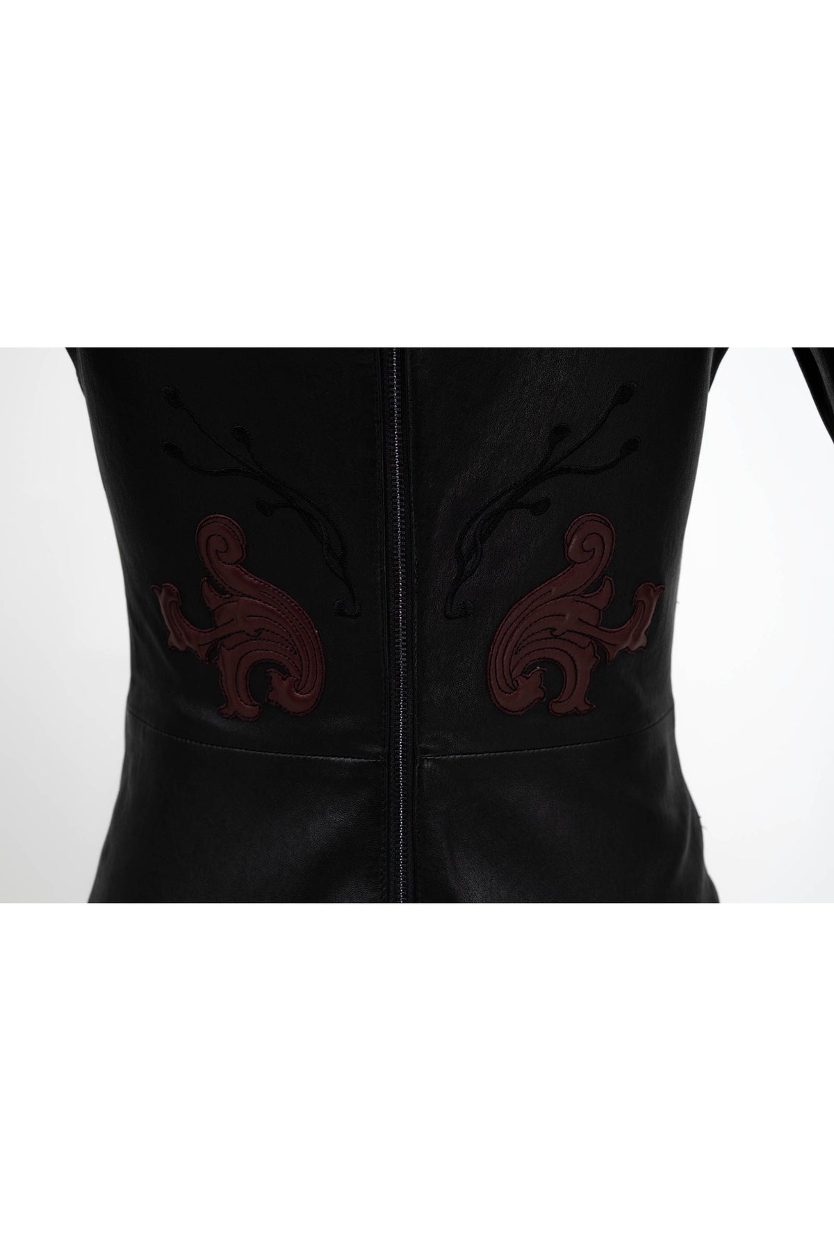 Jitrois Black Long Sleeve Floral Embossed Leather Dress Size 36&nbsp;