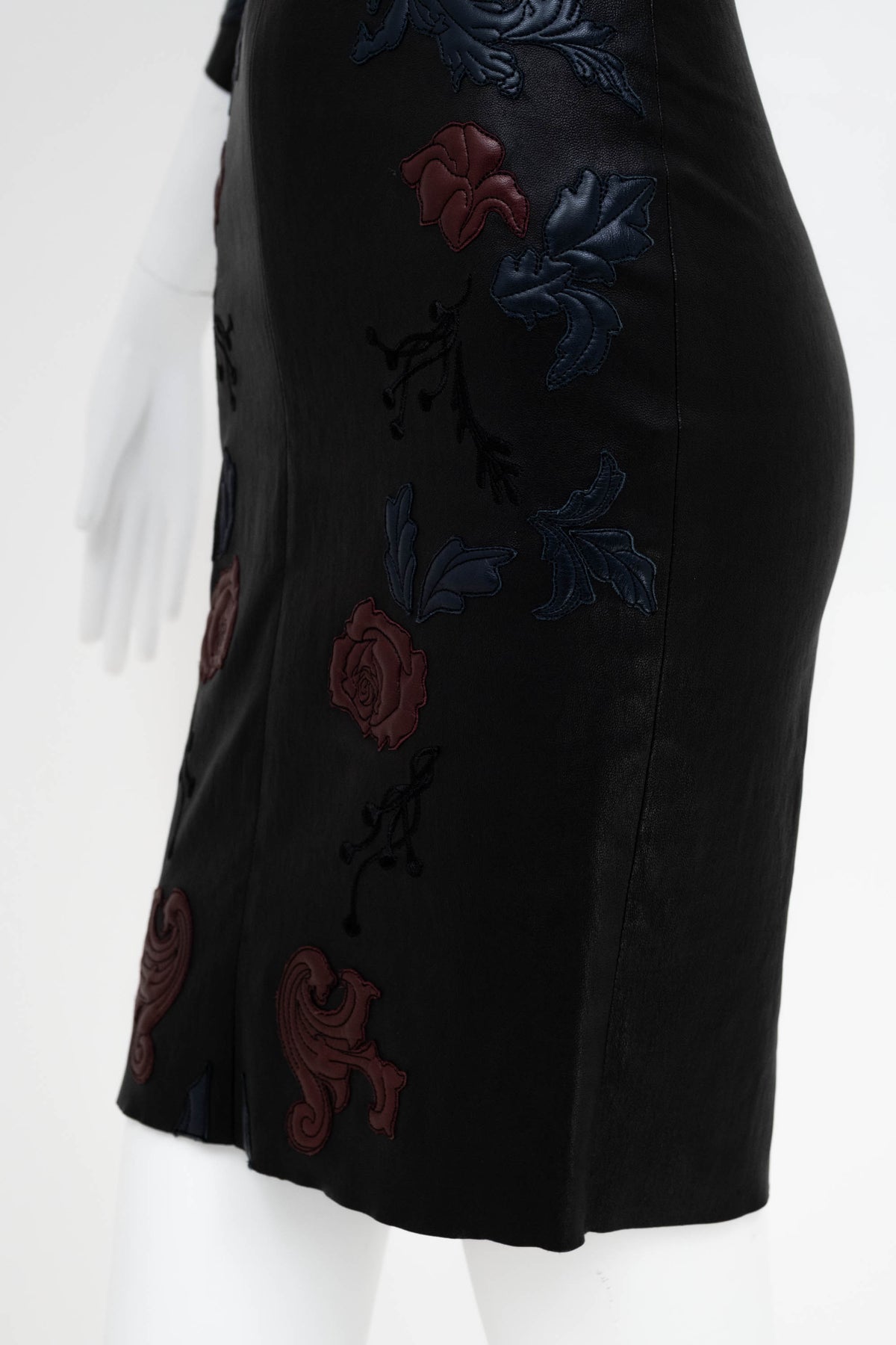 Jitrois Black Long Sleeve Floral Embossed Leather Dress Size 36&nbsp;