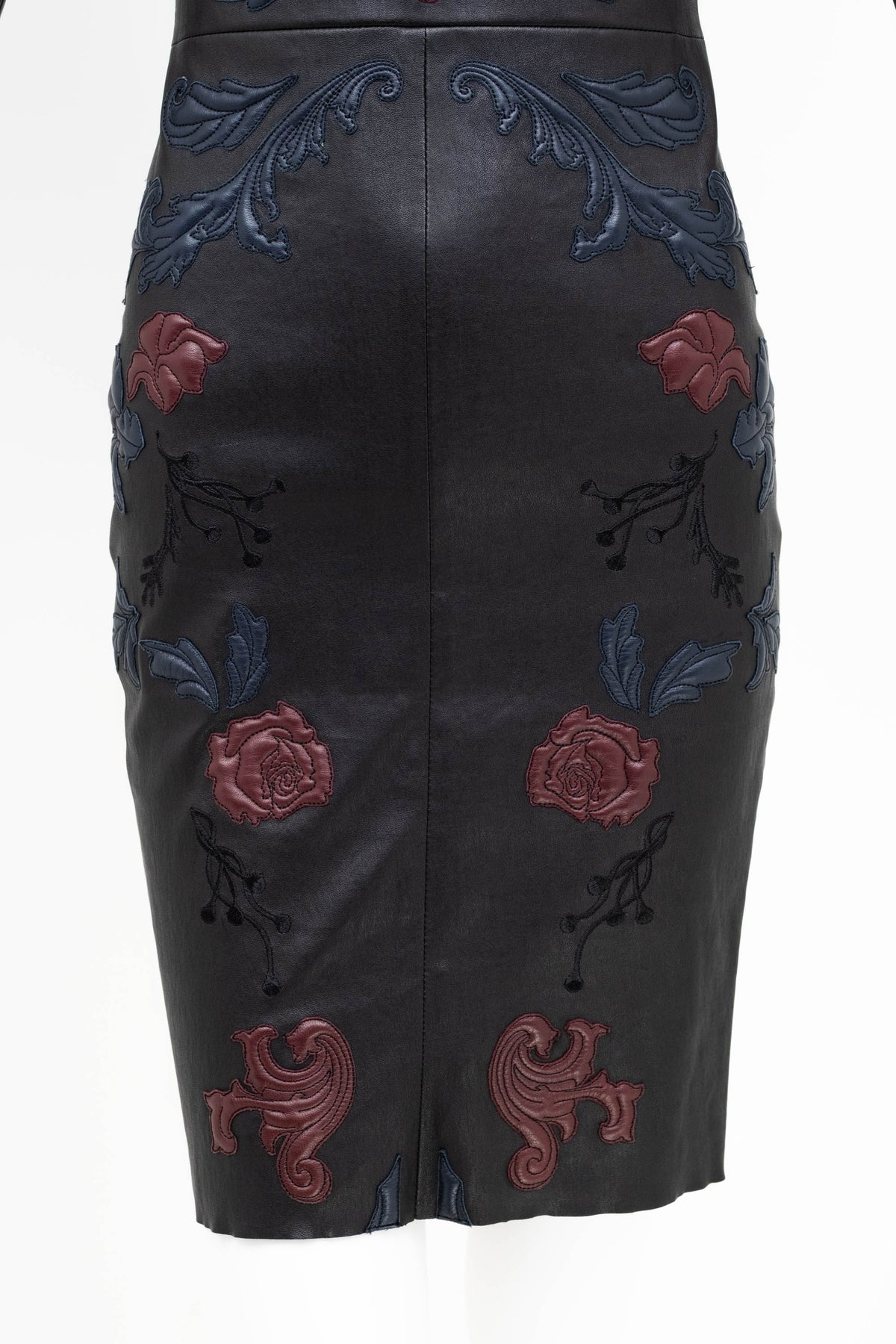 Jitrois Black Long Sleeve Floral Embossed Leather Dress Size 36&nbsp;