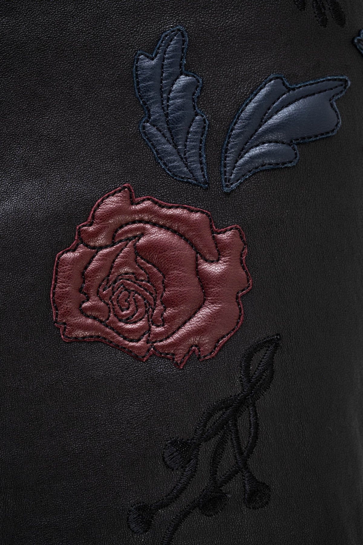 Jitrois Black Long Sleeve Floral Embossed Leather Dress Size 36&nbsp;