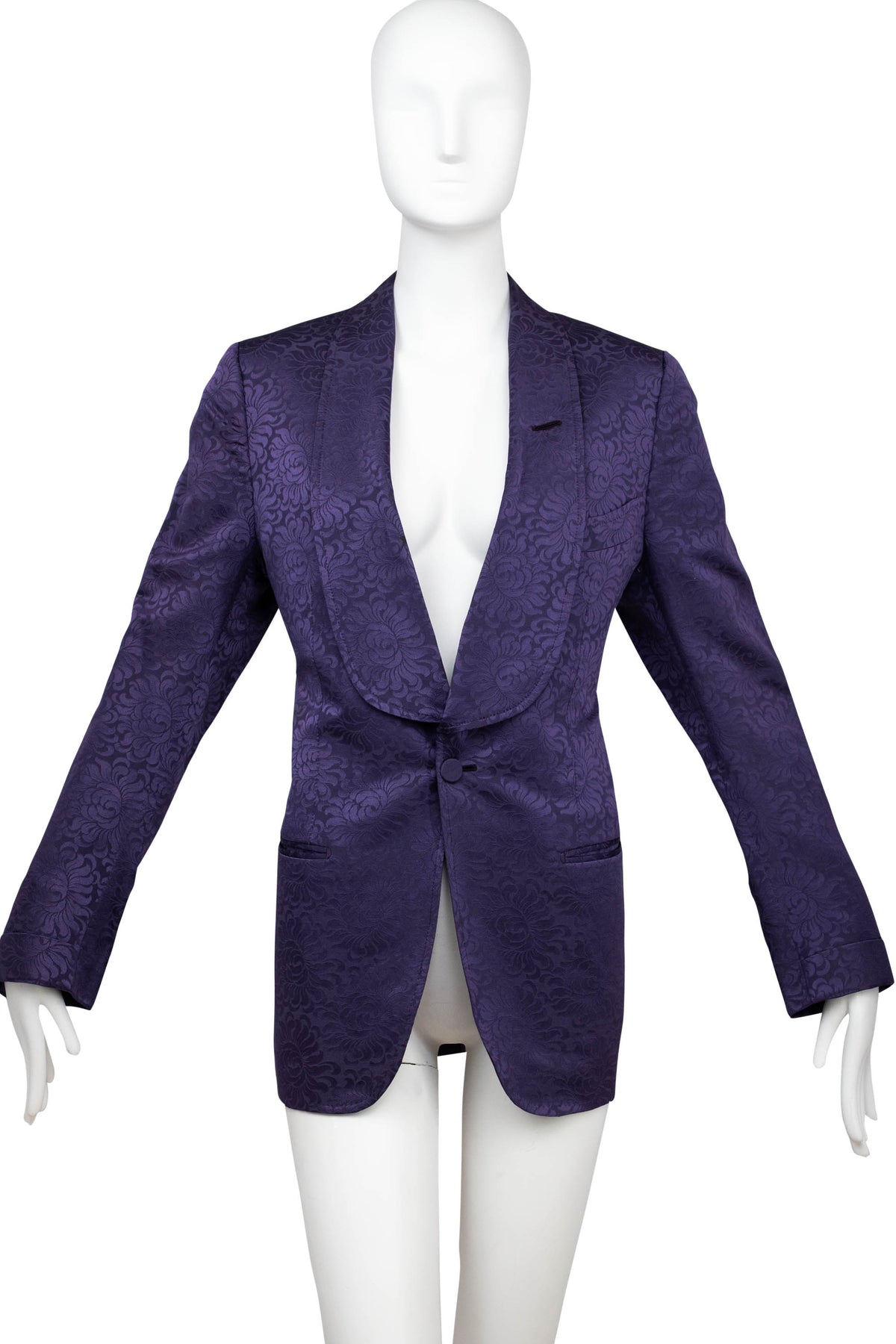 Tom Ford Purple Brocade Smoking Jacket Size 40/6