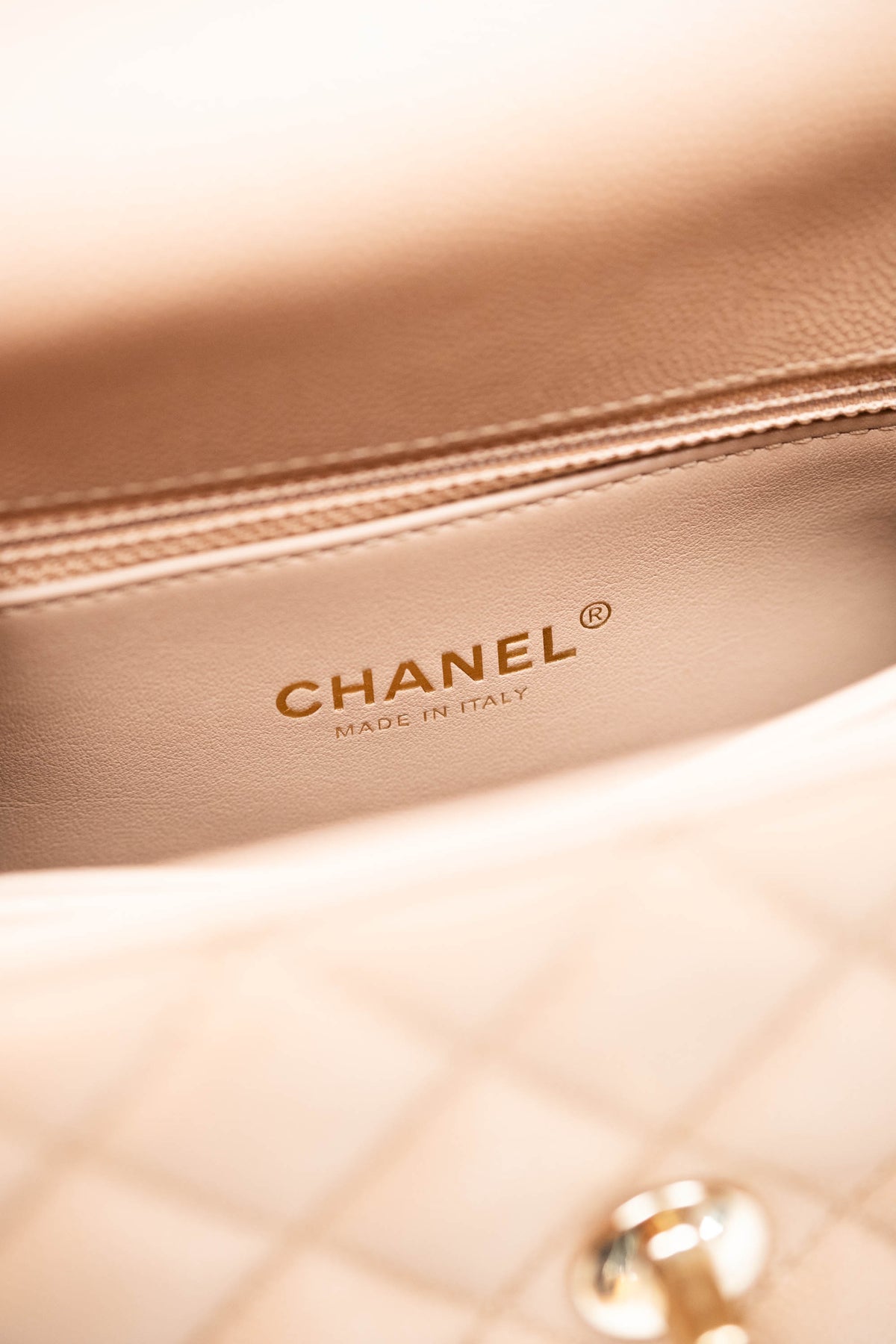 Chanel Taupe Caviar Leather Coco Top Handle Purse
