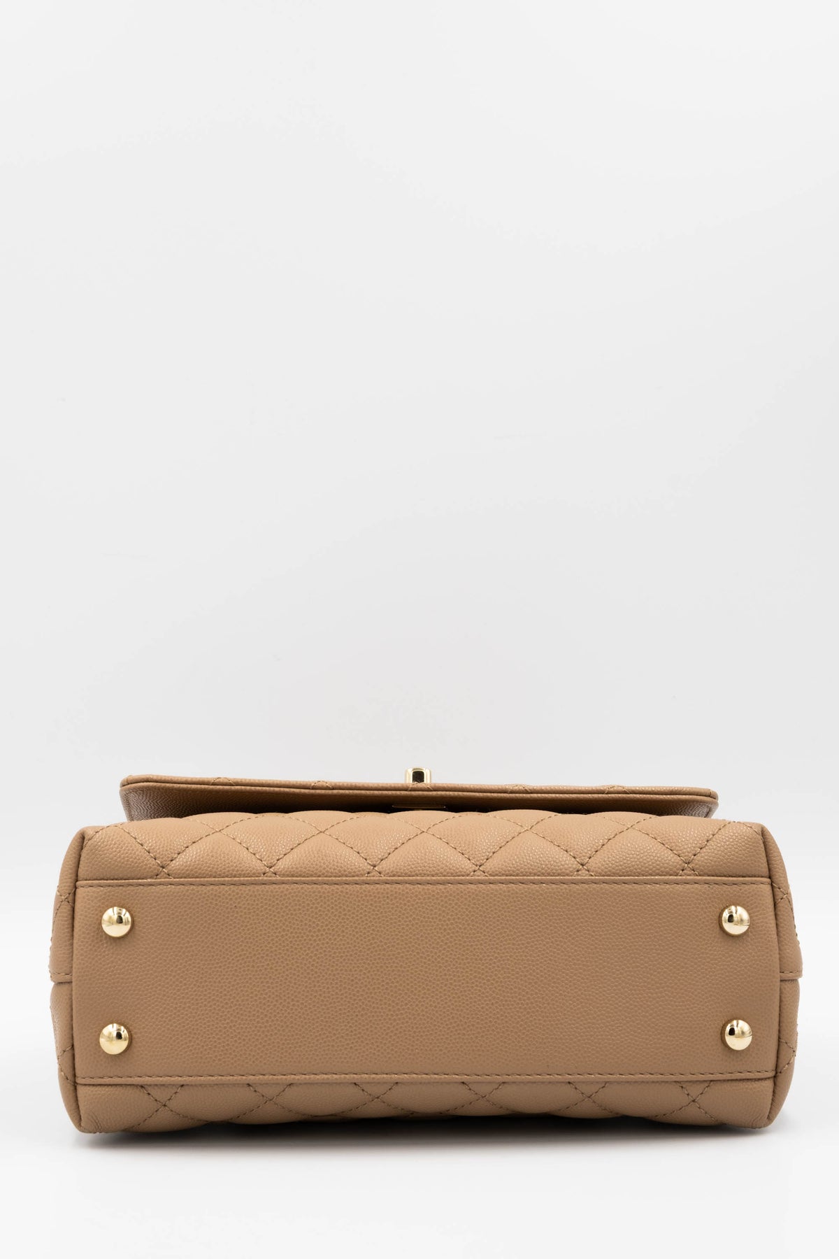 Chanel Taupe Caviar Leather Coco Top Handle Purse