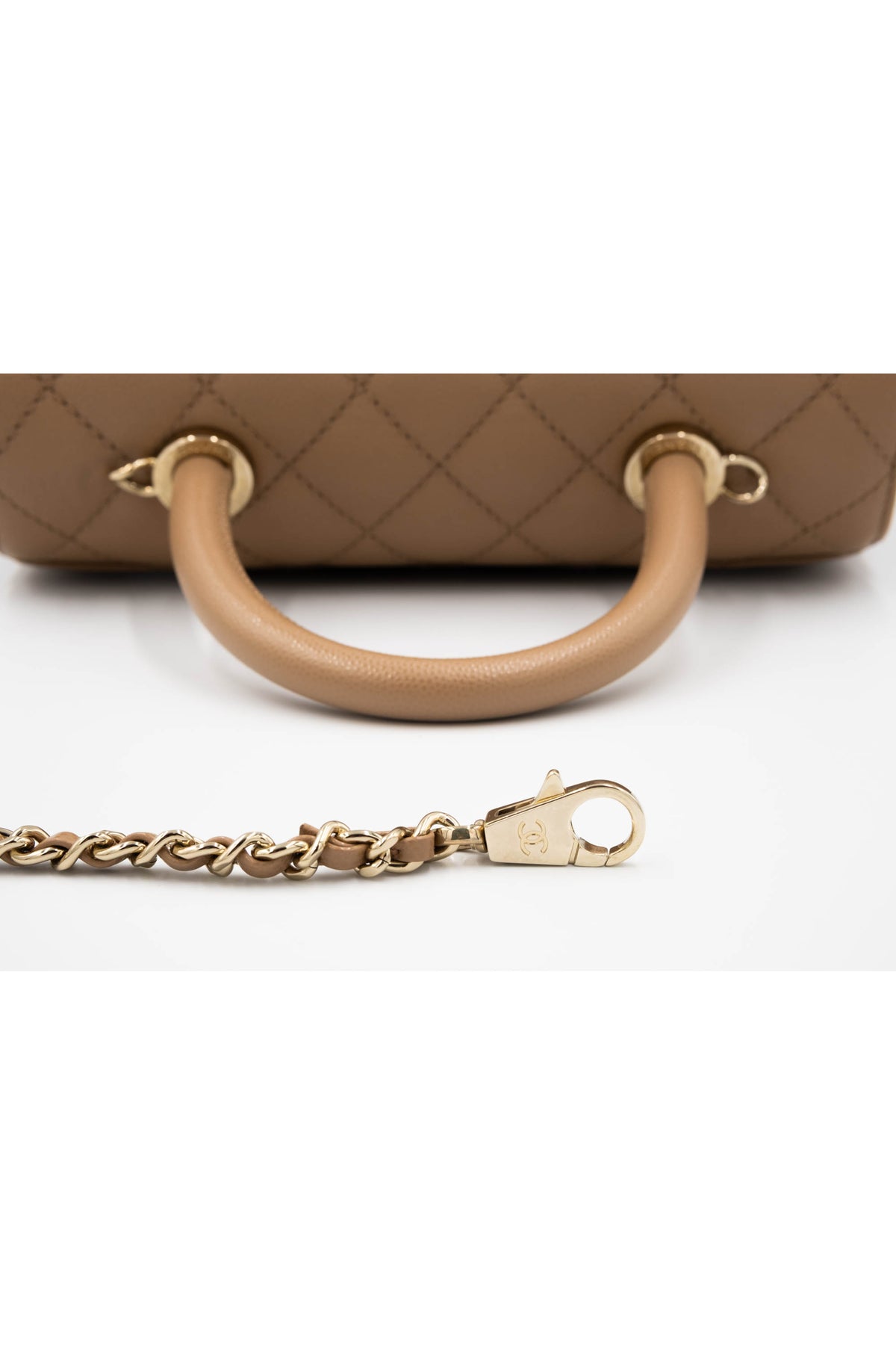 Chanel Taupe Caviar Leather Coco Top Handle Purse