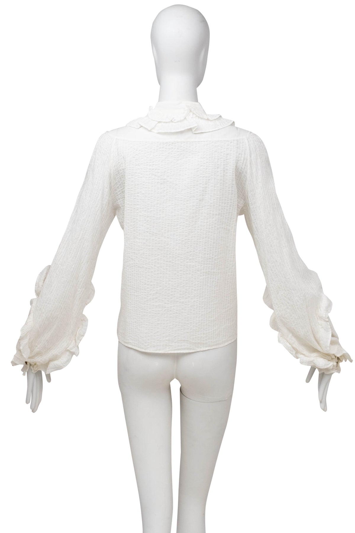 Chloe White Pin Tucked Cotton Poets Blouse Size 10