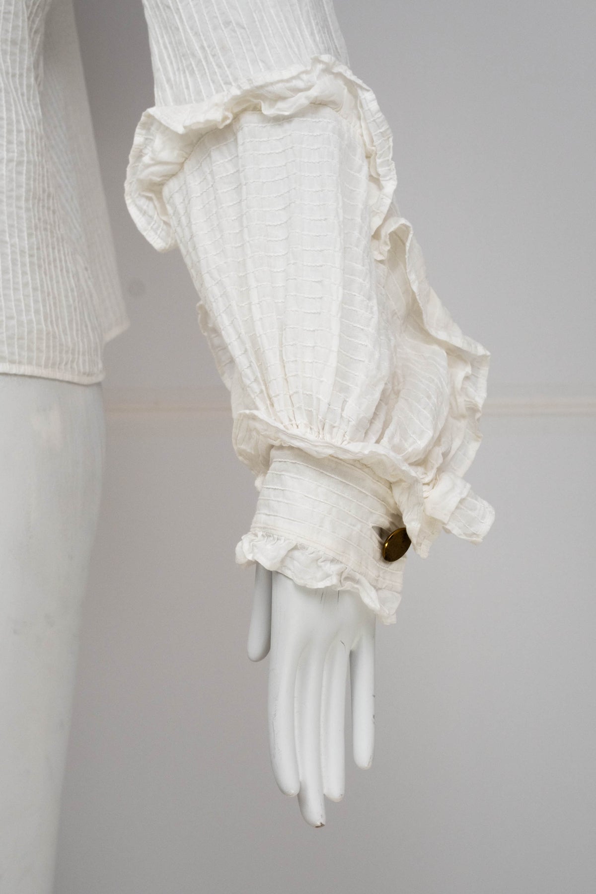 Chloe White Pin Tucked Cotton Poets Blouse Size 10