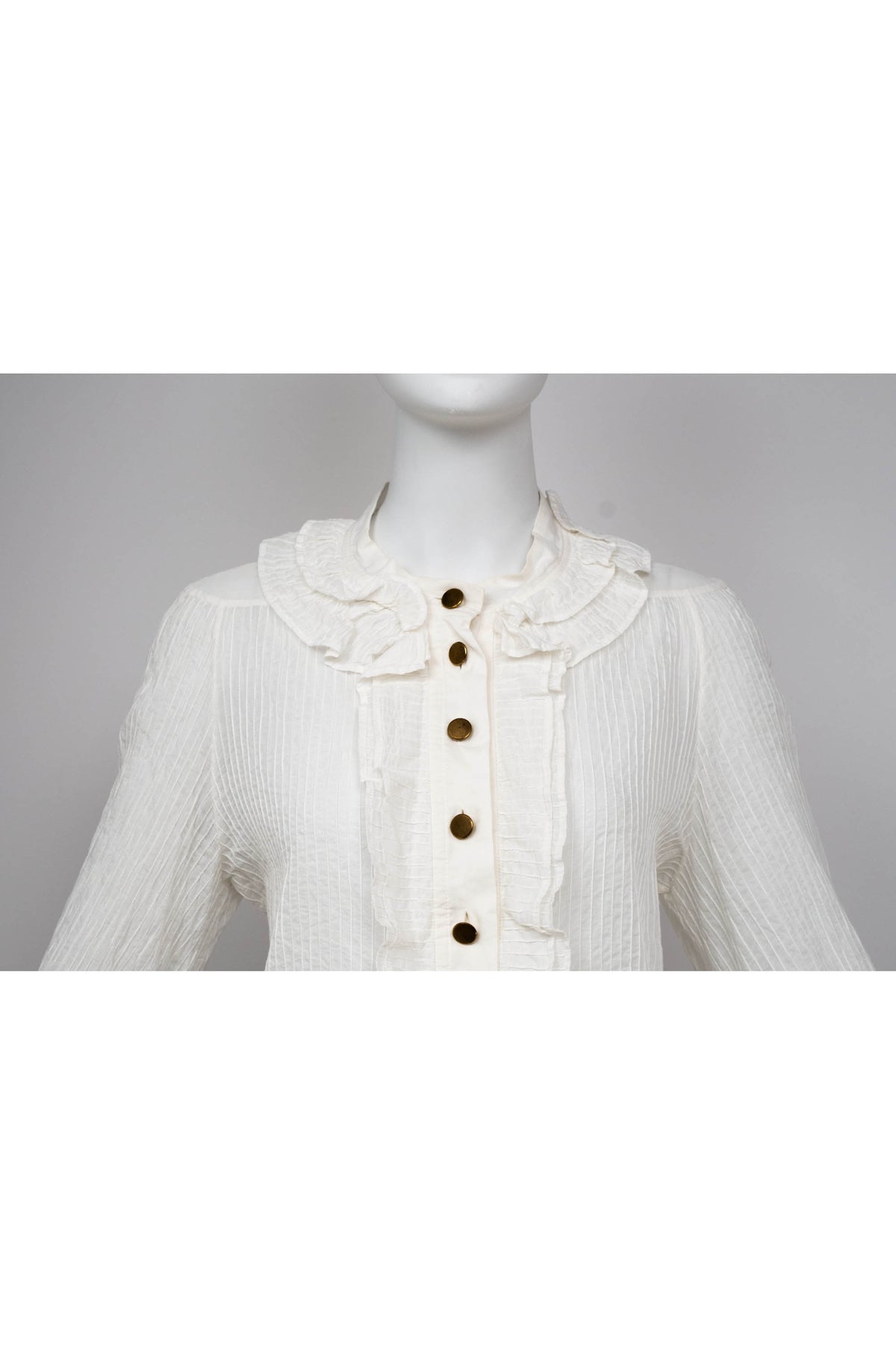 Chloe White Pin Tucked Cotton Poets Blouse Size 10