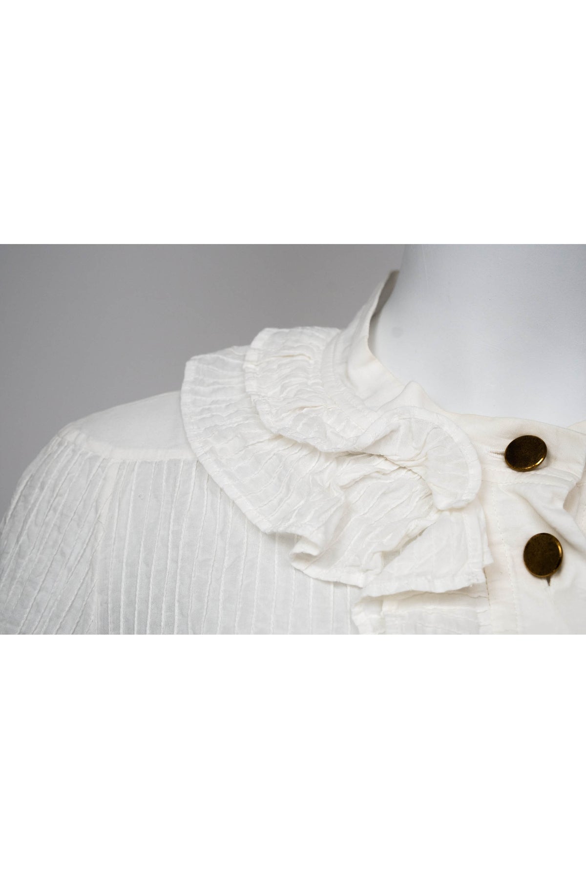 Chloe White Pin Tucked Cotton Poets Blouse Size 10