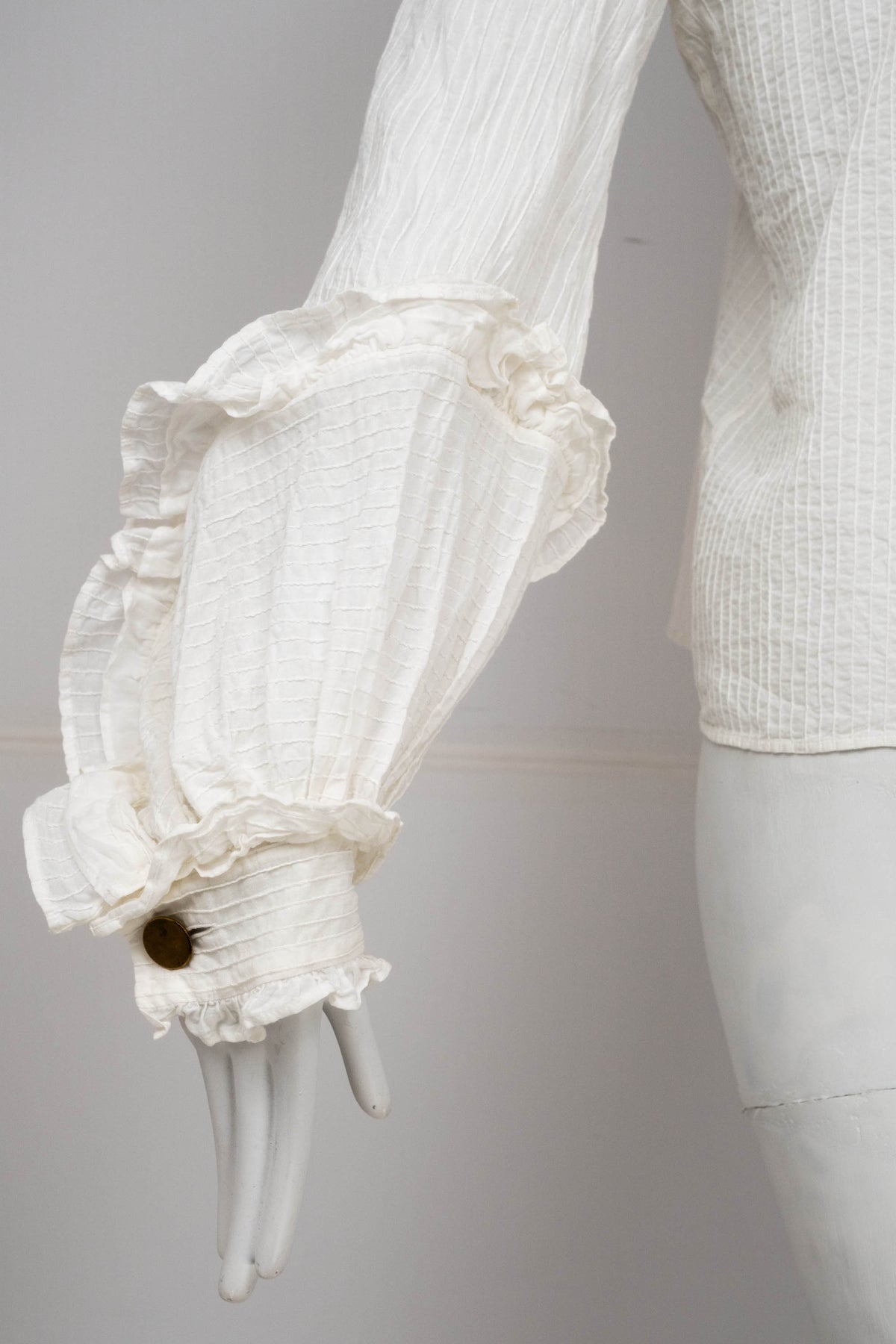 Chloe White Pin Tucked Cotton Poets Blouse Size 10