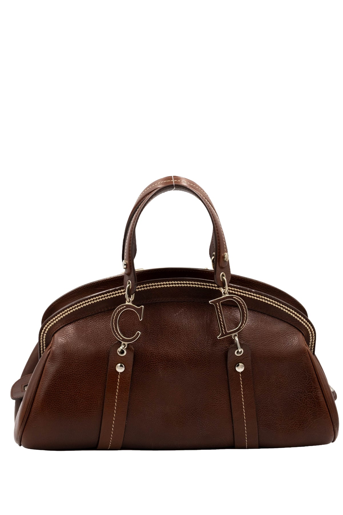 Christian Dior Brown Leather Romantique Bowler Purse 2005 Size M