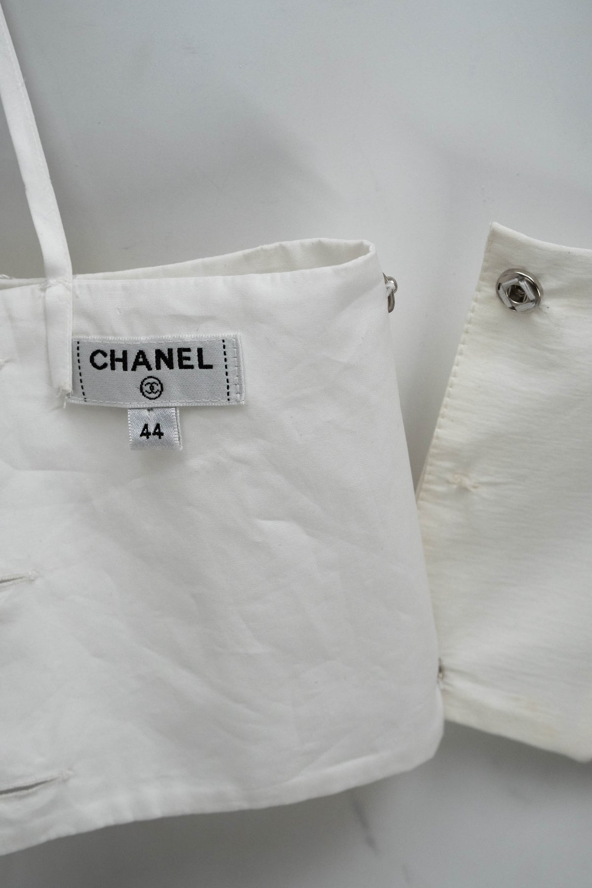 Chanel White Cotton Bow Cropped Top Size 4-6