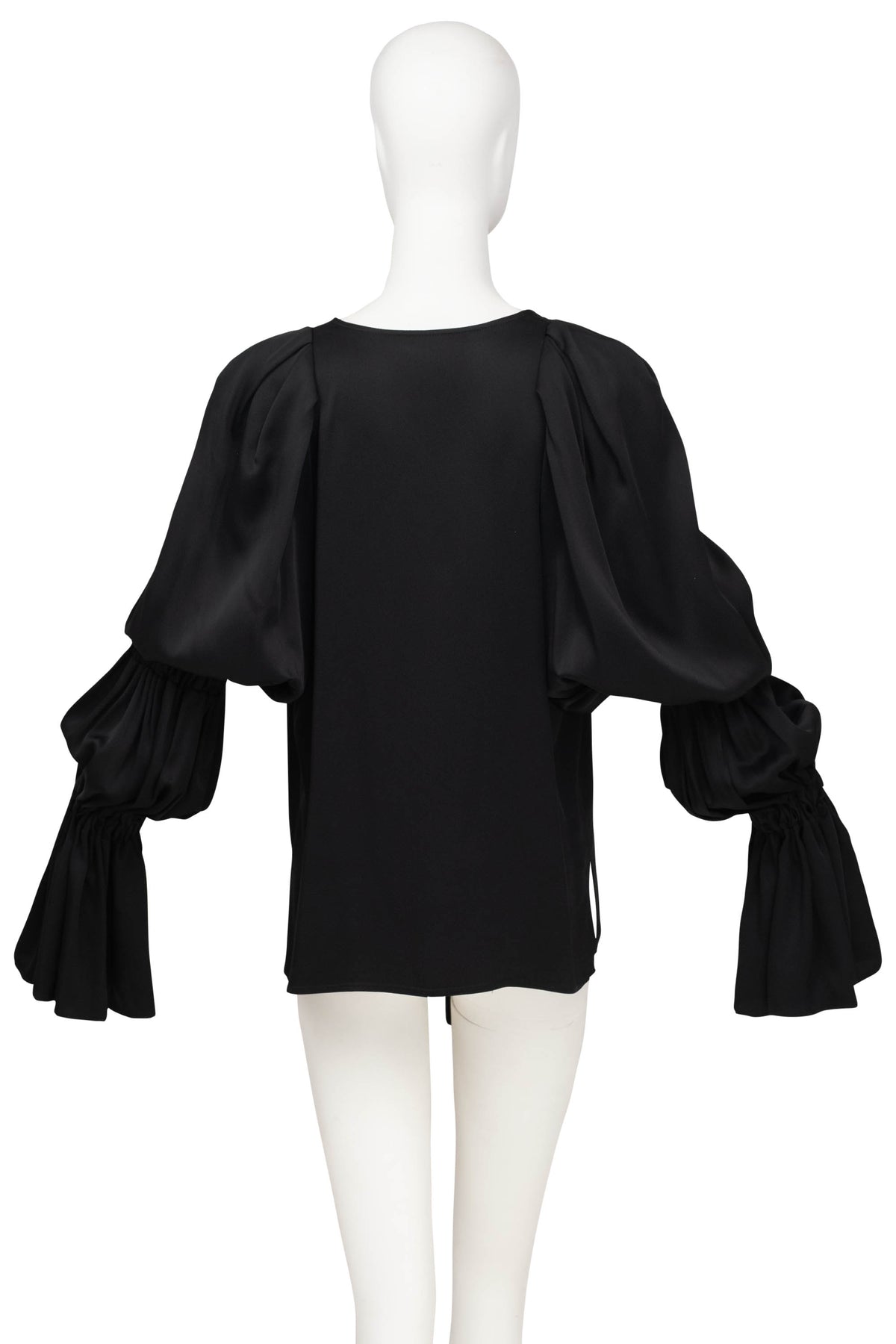 Khaite Black Tiered Sleeve Peasant Blouse Shirt Size M