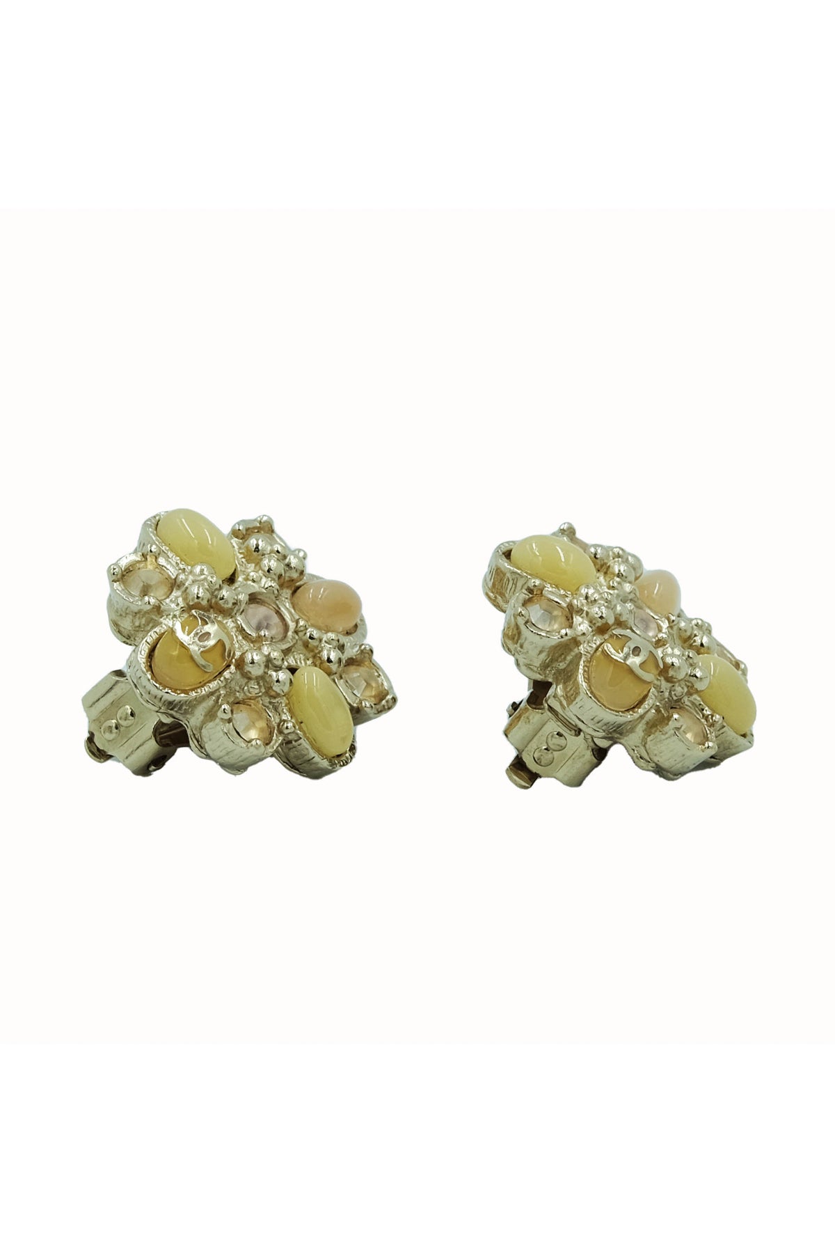 Chanel Pink and Yellow Byzantine Clip Earrings 2013A