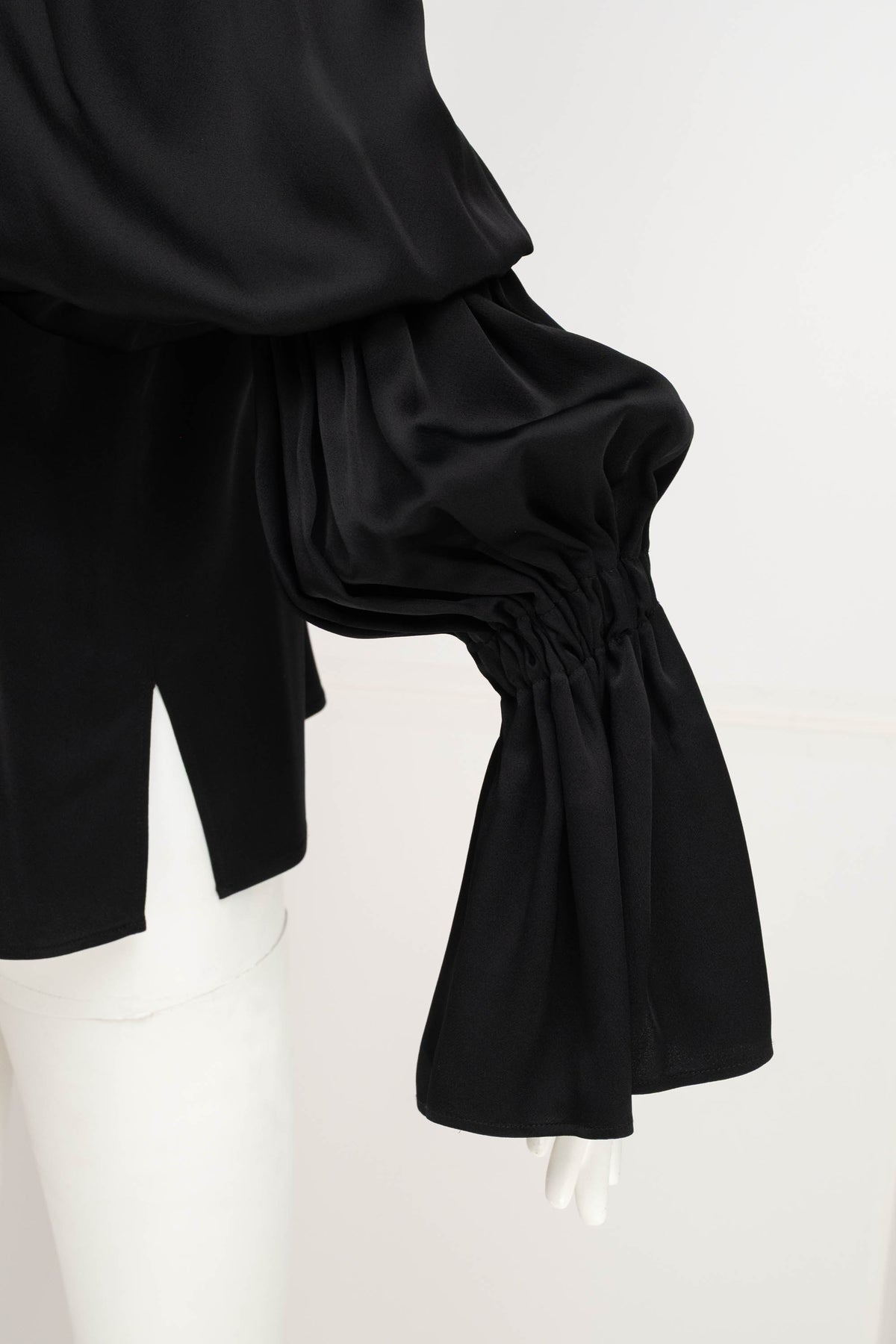 Khaite Black Tiered Sleeve Peasant Blouse Shirt Size M