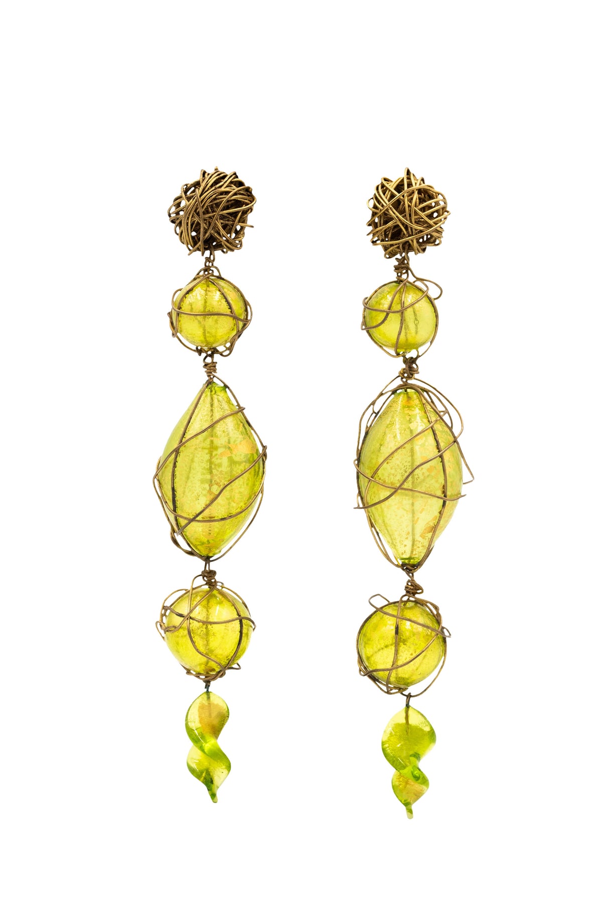 Vintage Green Murano Glass Drop Earrings