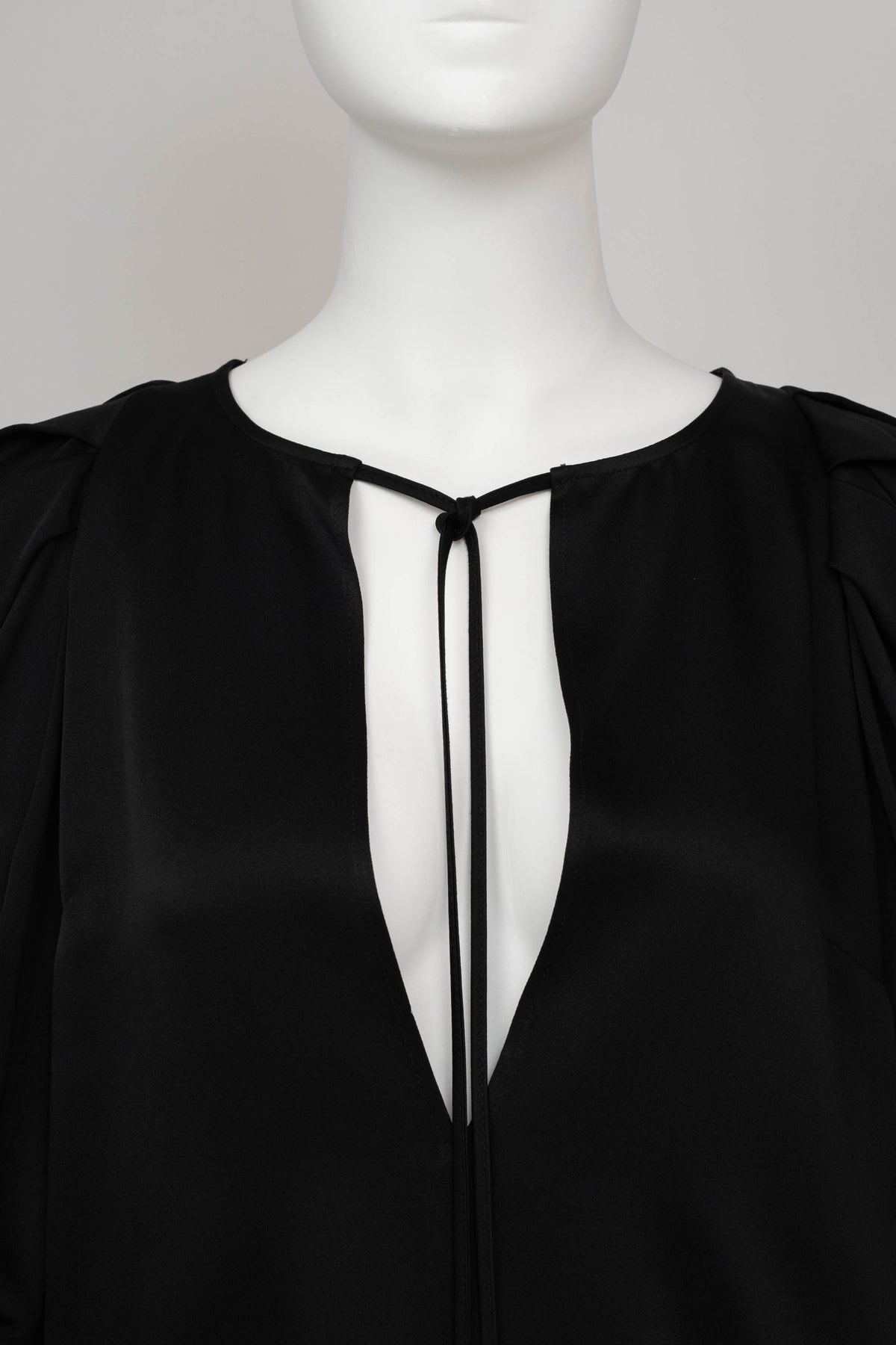 Khaite Black Tiered Sleeve Peasant Blouse Shirt Size M