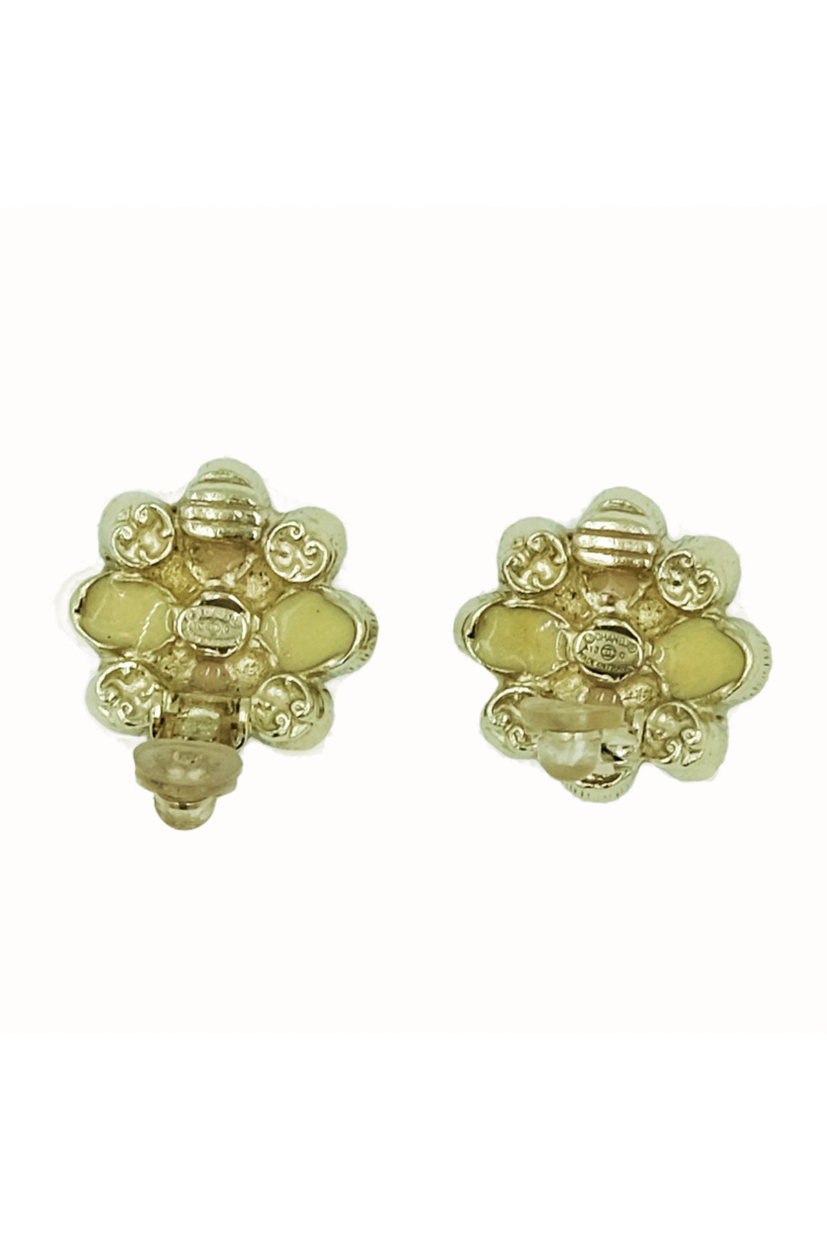 Chanel Pink and Yellow Byzantine Clip Earrings 2013A