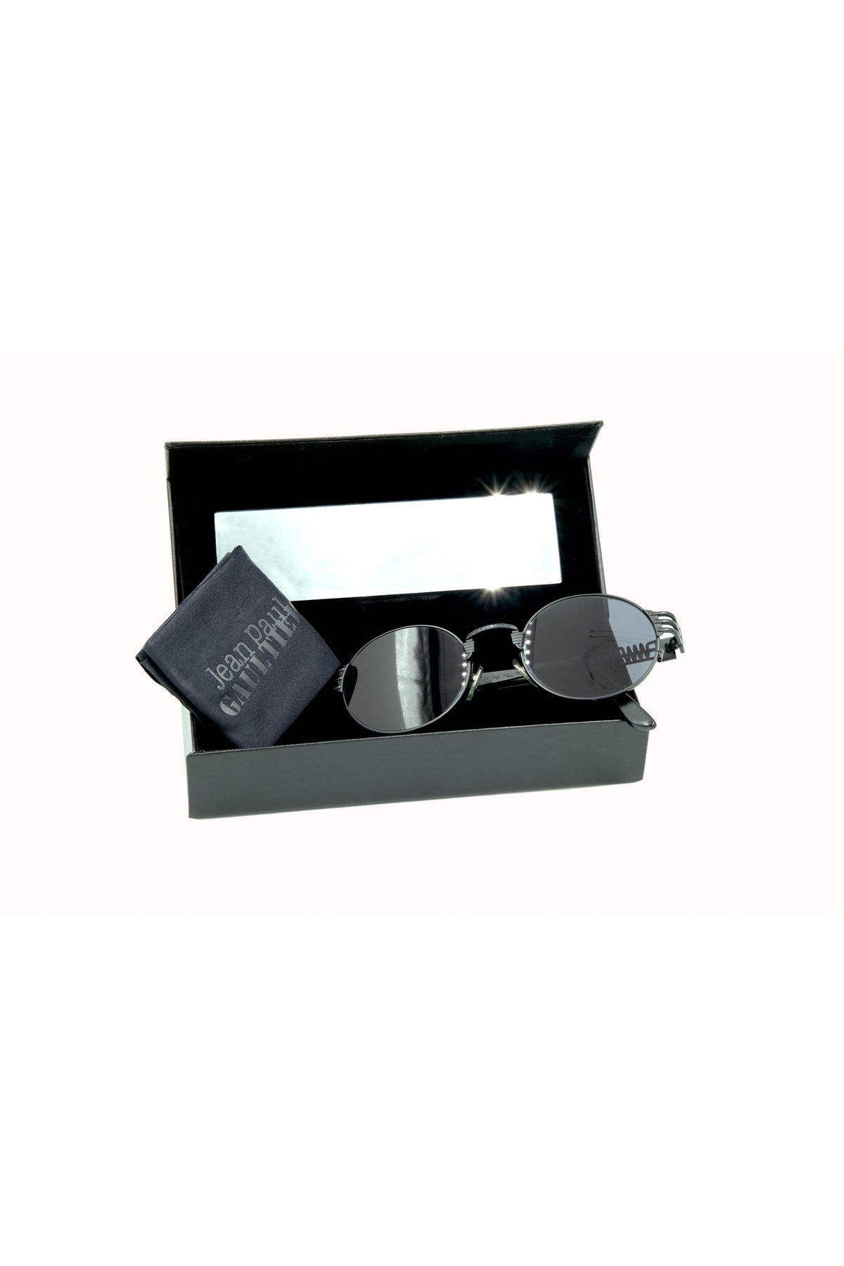 Jean Paul Gaultier Black Oval Spring Arm Oval Sunglasses