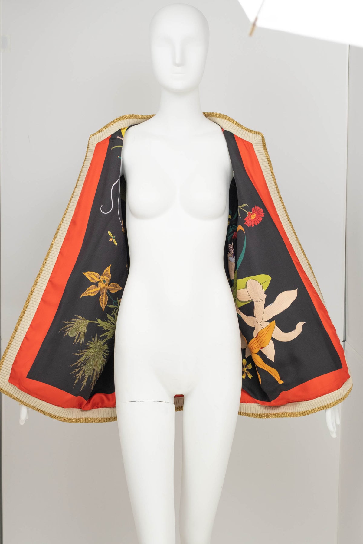 Gucci Black and Gold GG Monogram Wool Cardigan Silk Lining Sweater Size S