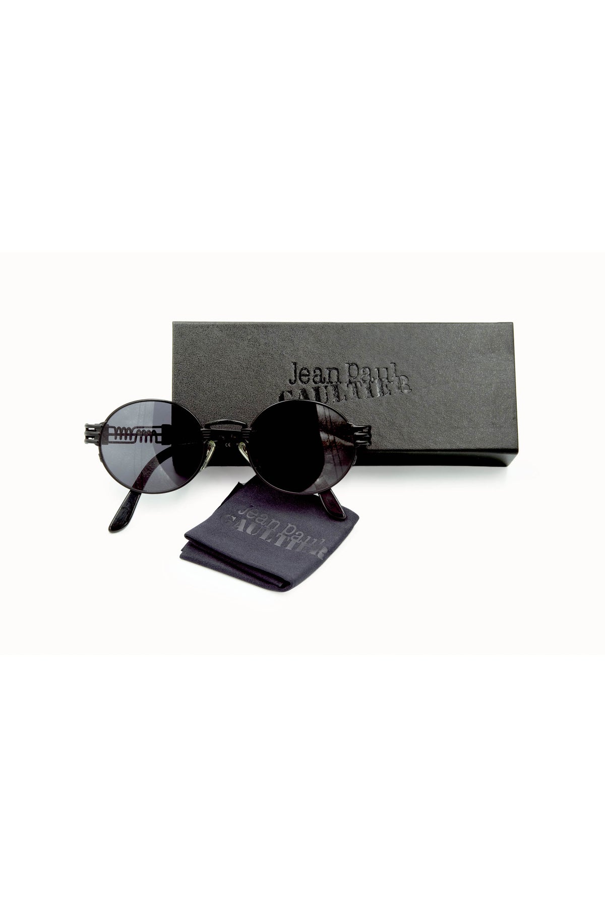 Jean Paul Gaultier Black Oval Spring Arm Oval Sunglasses