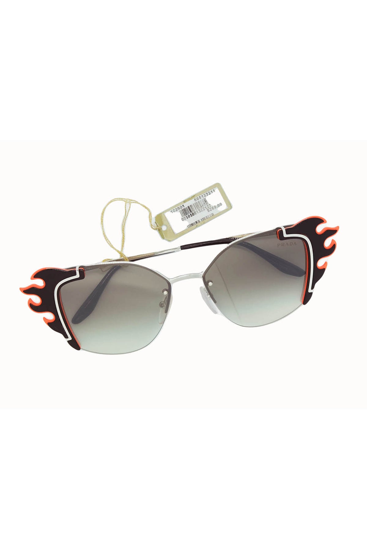 Prada Gray and Red Flame Hot Rod Sunglasses