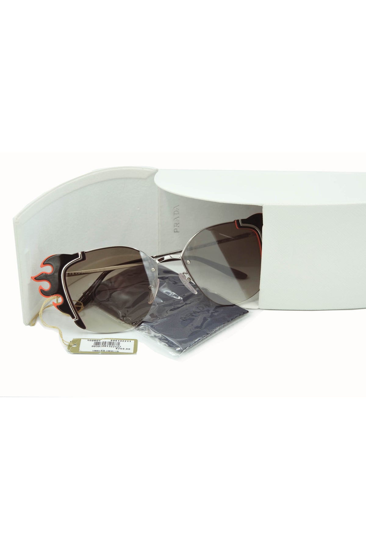 Prada Gray and Red Flame Hot Rod Sunglasses