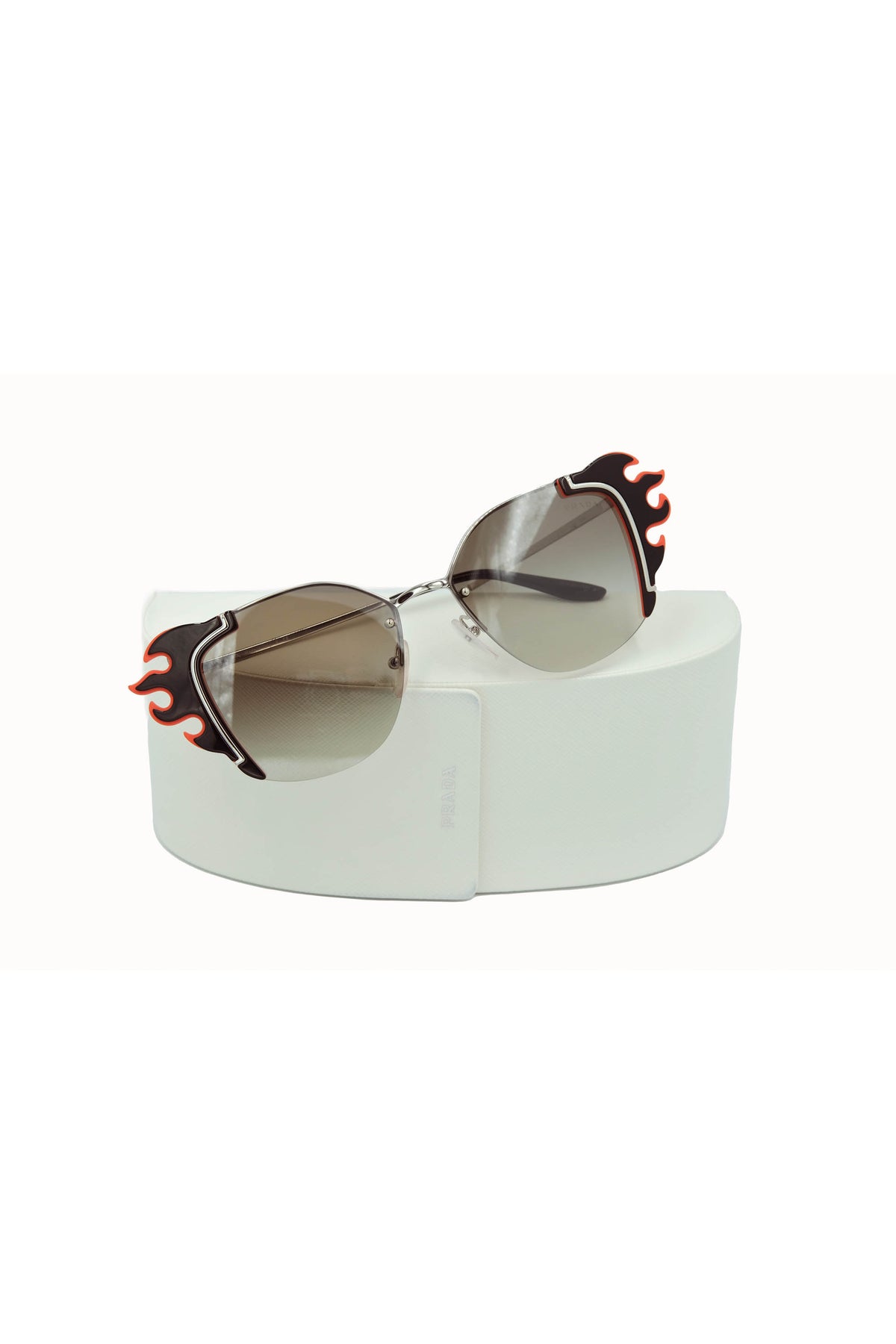 Prada Gray and Red Flame Hot Rod Sunglasses