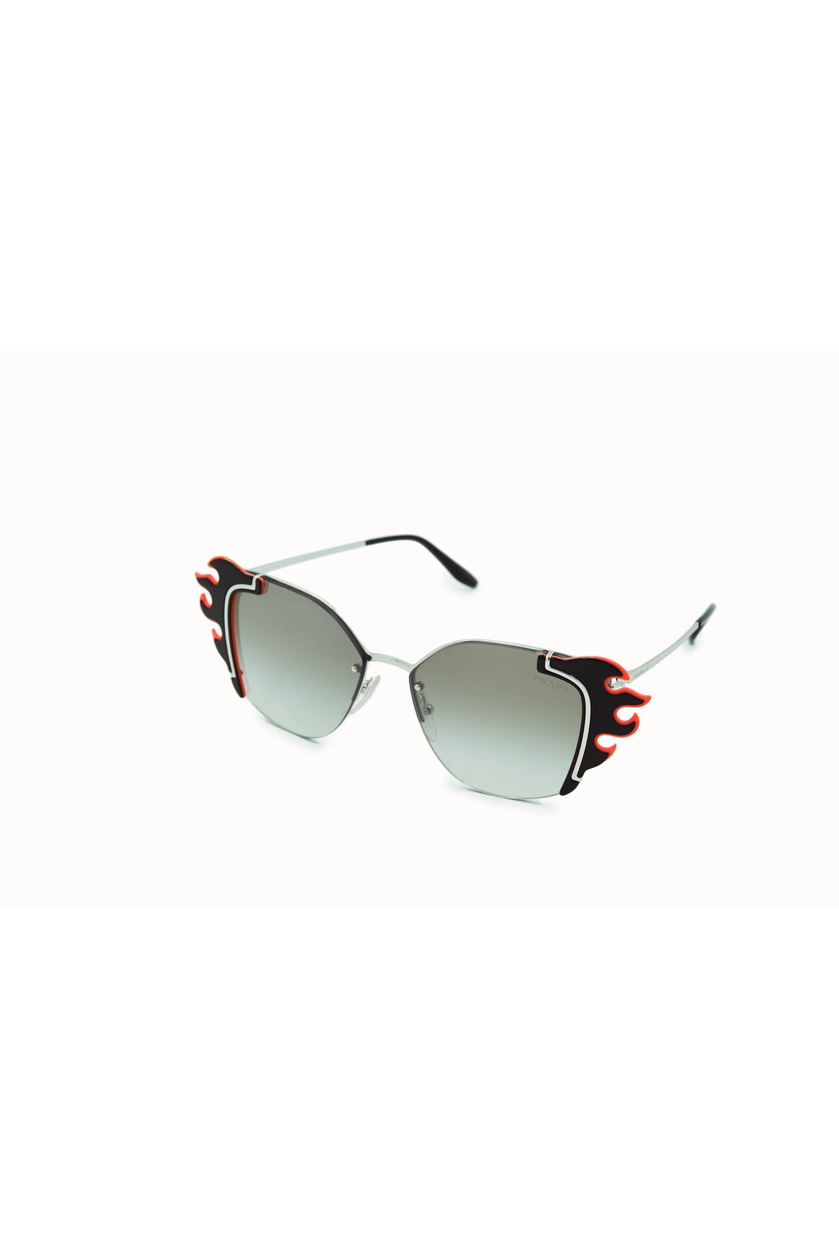 Prada Gray and Red Flame Hot Rod Sunglasses