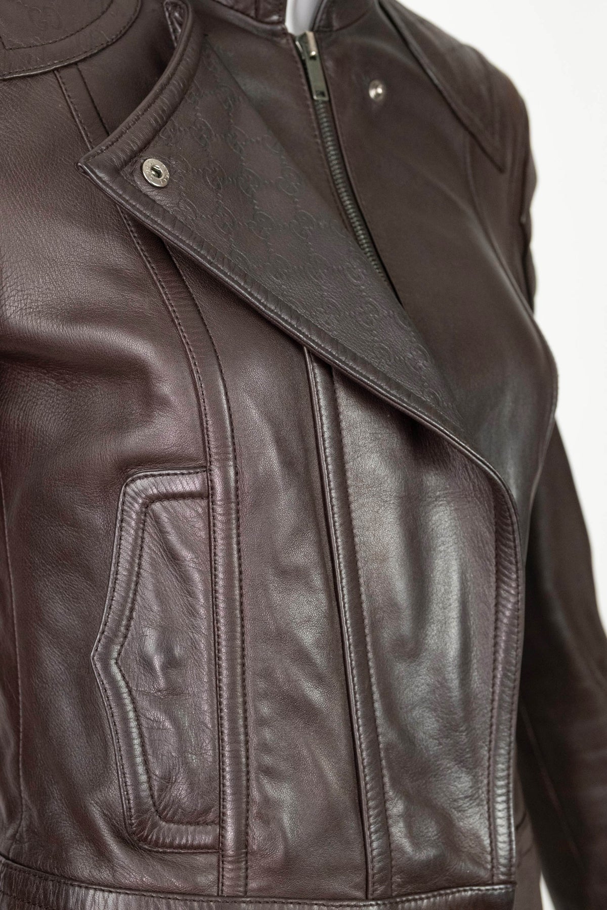 Gucci by Tom Ford Brown Leather Moto Jacket Size 40/4