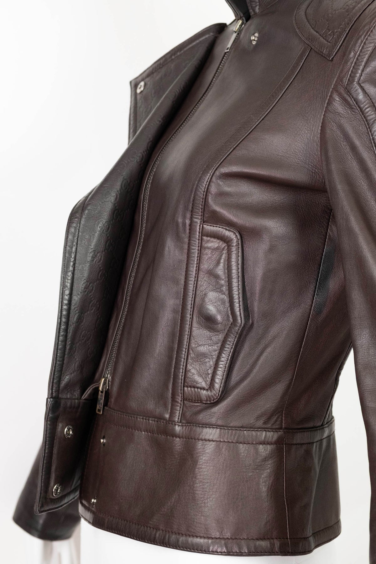 Gucci by Tom Ford Brown Leather Moto Jacket Size 40/4