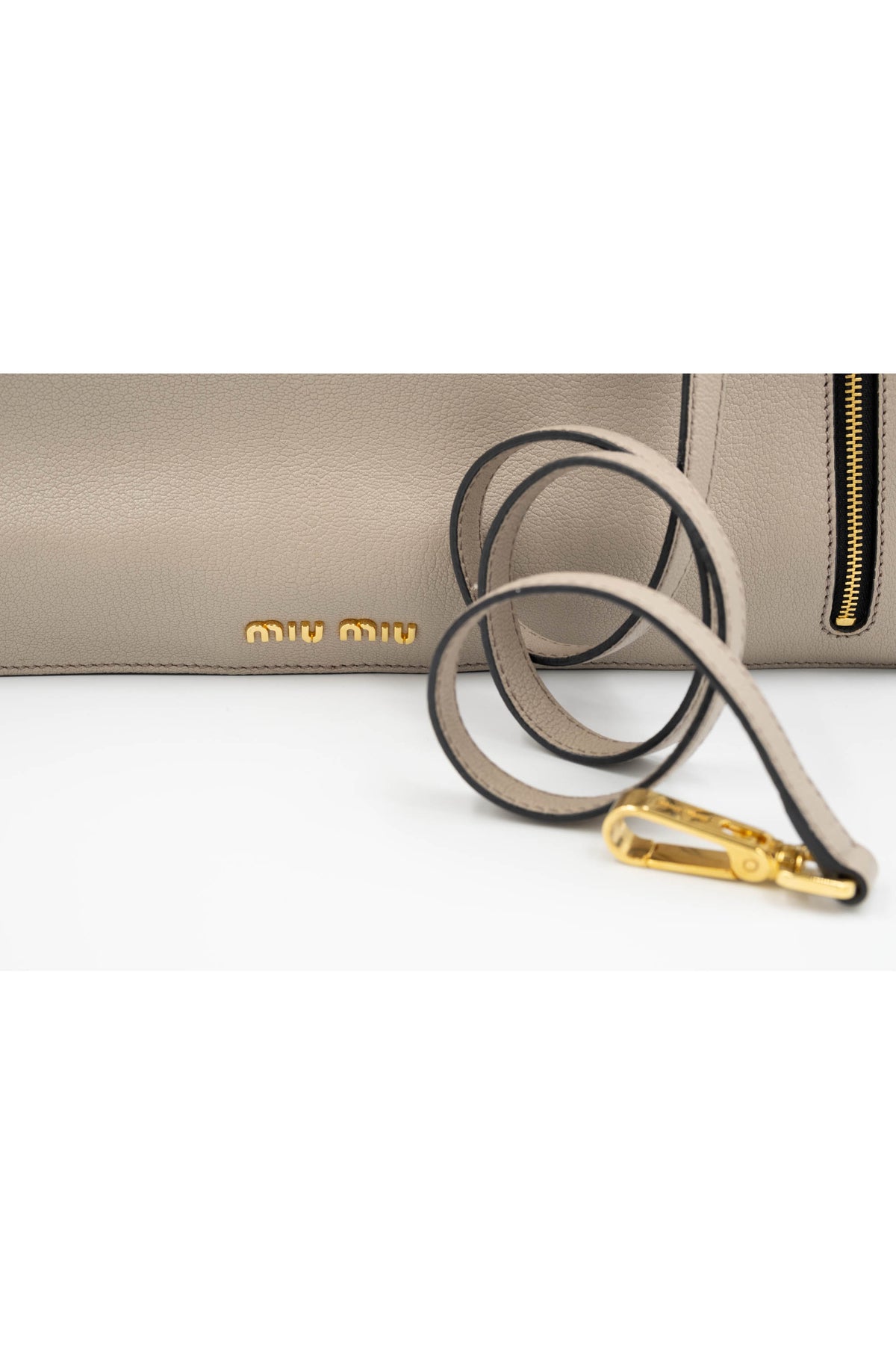 Miu Miu Taupe Teal Lined Top Handle Shoulder Strap Logo Tote Purse Size L