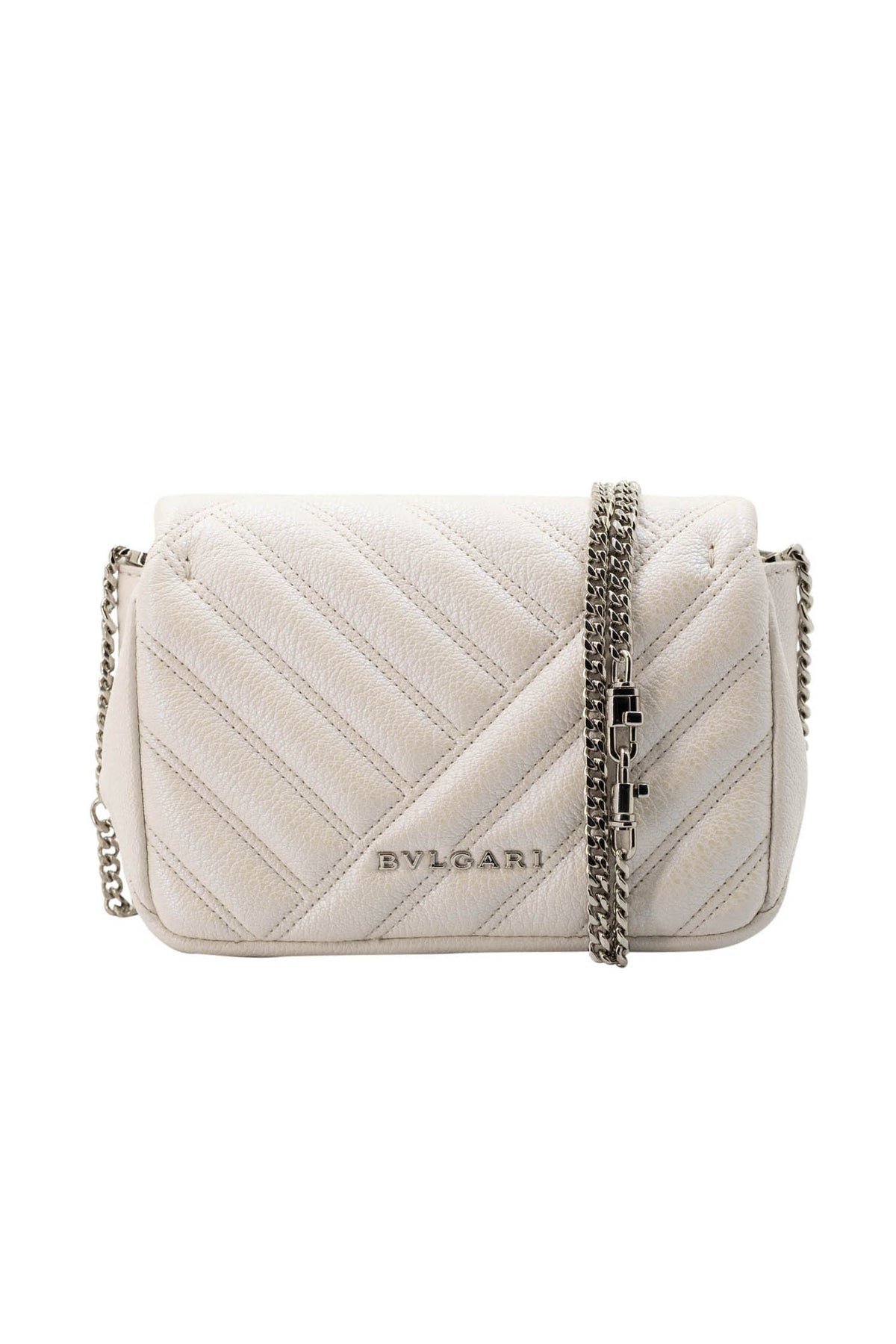 Bulgari White Serpenti Forever Matelasse Flap Purse Size Small