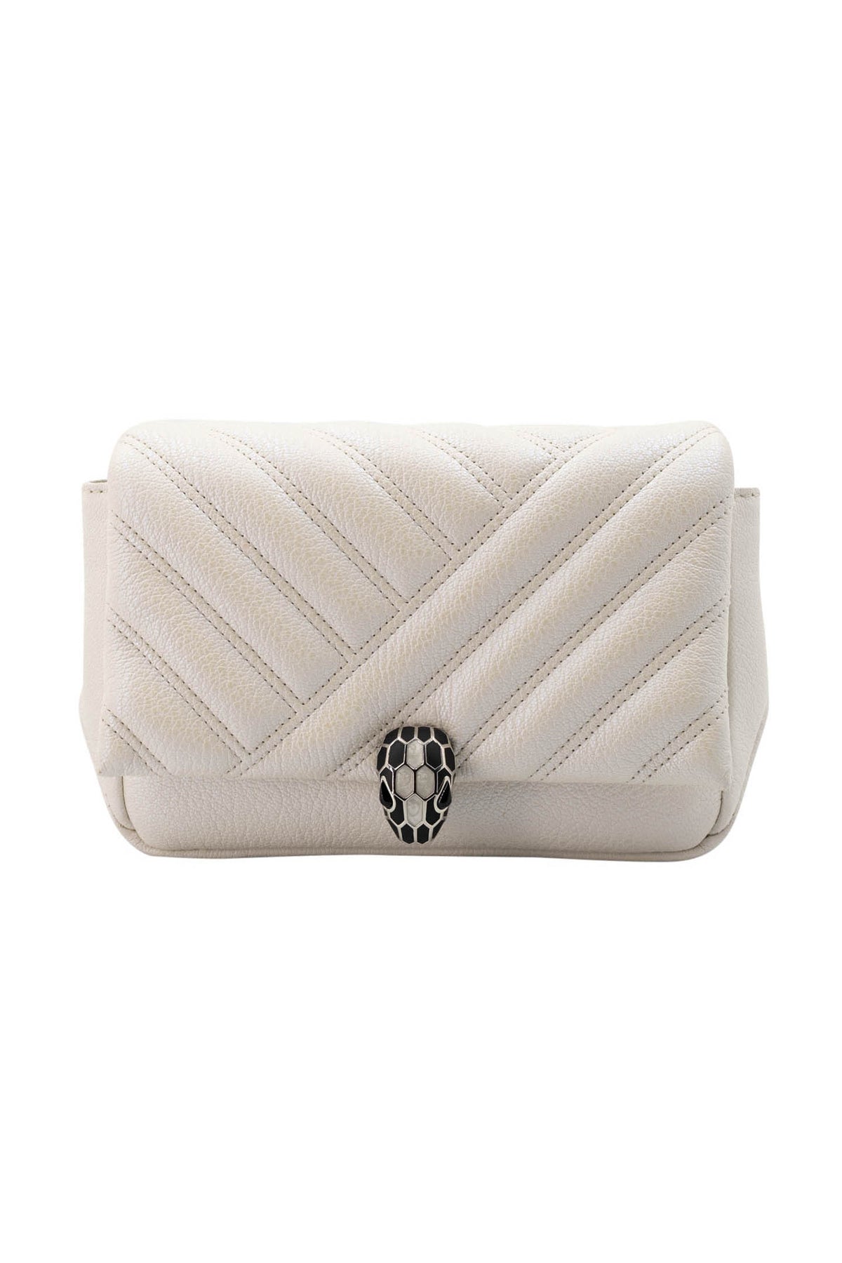 Bulgari White Serpenti Forever Matelasse Flap Purse Size Small