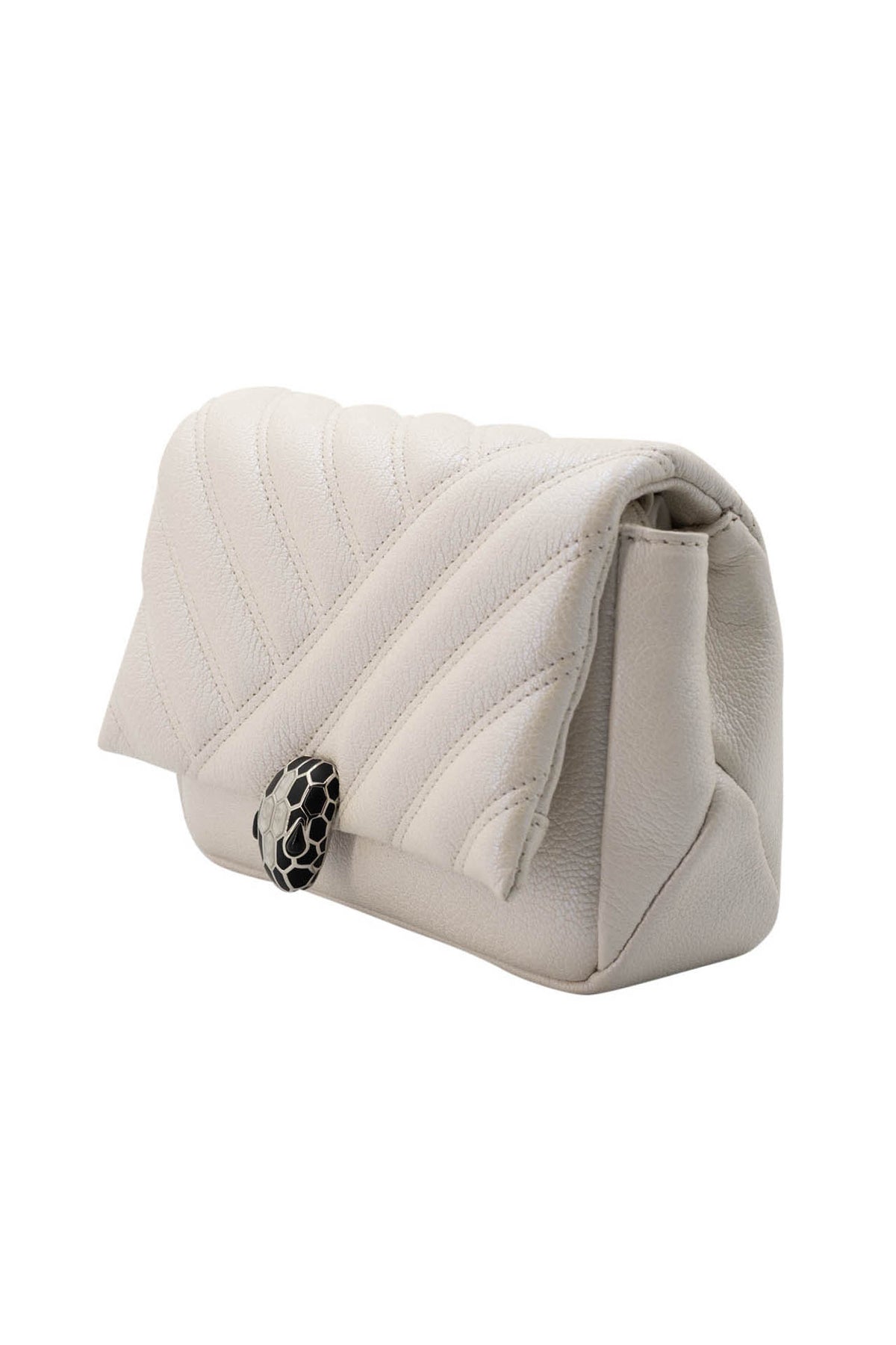 Bulgari White Serpenti Forever Matelasse Flap Purse Size Small