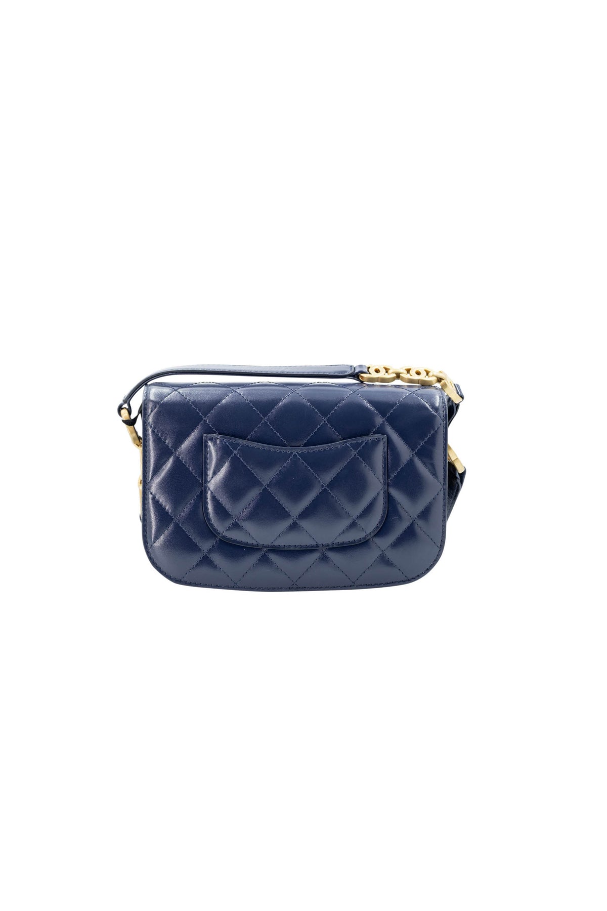 Chanel Paris Navy Blue CC Strap Purse 2022 Size Small