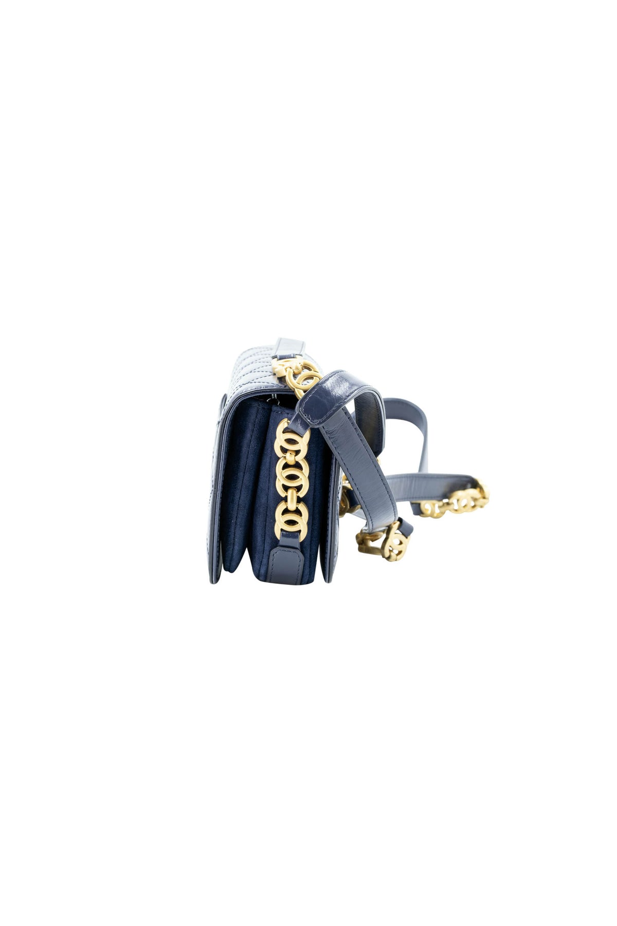Chanel Paris Navy Blue CC Strap Purse 2022 Size Small